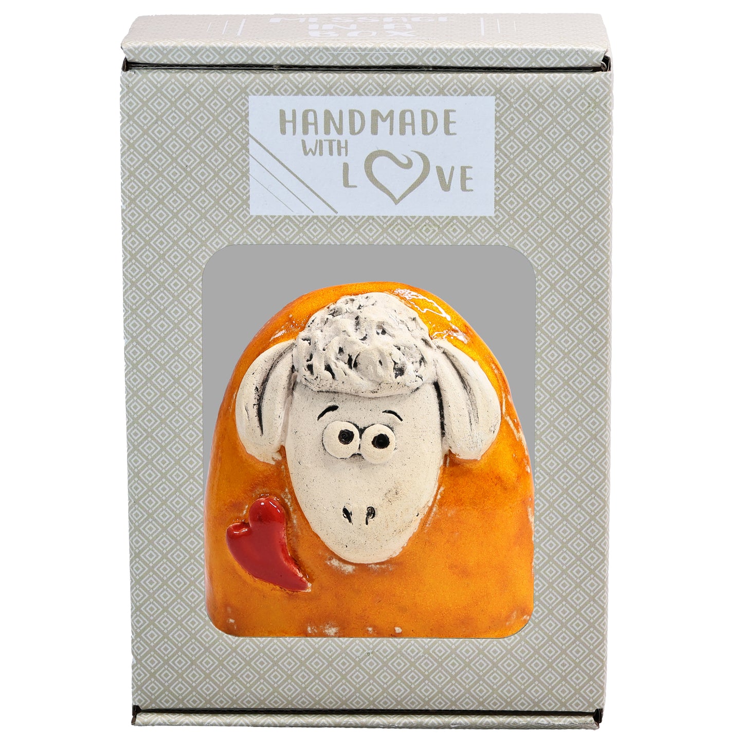 Charming Character of Handmade Ceramic Sheep with Love Heart