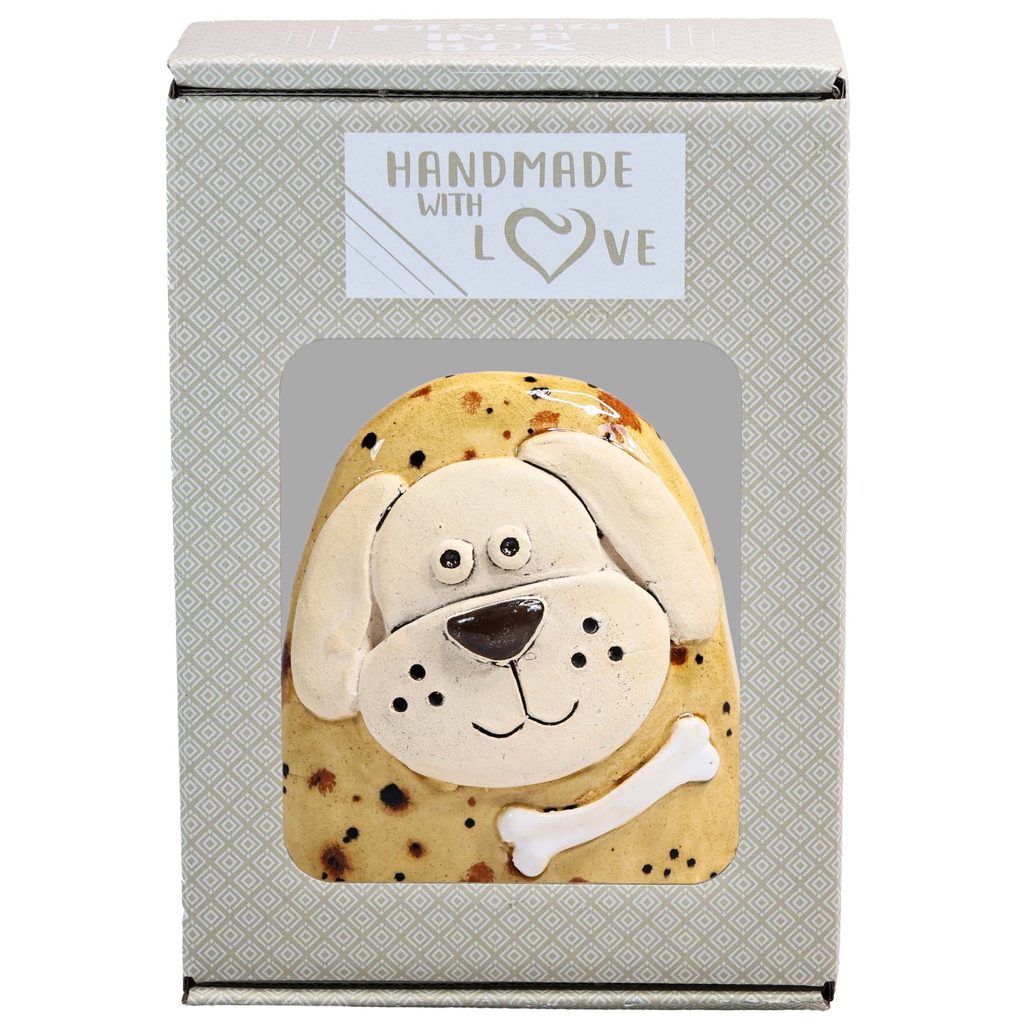 Charming Character of Handmade Ceramic Dog with Bone