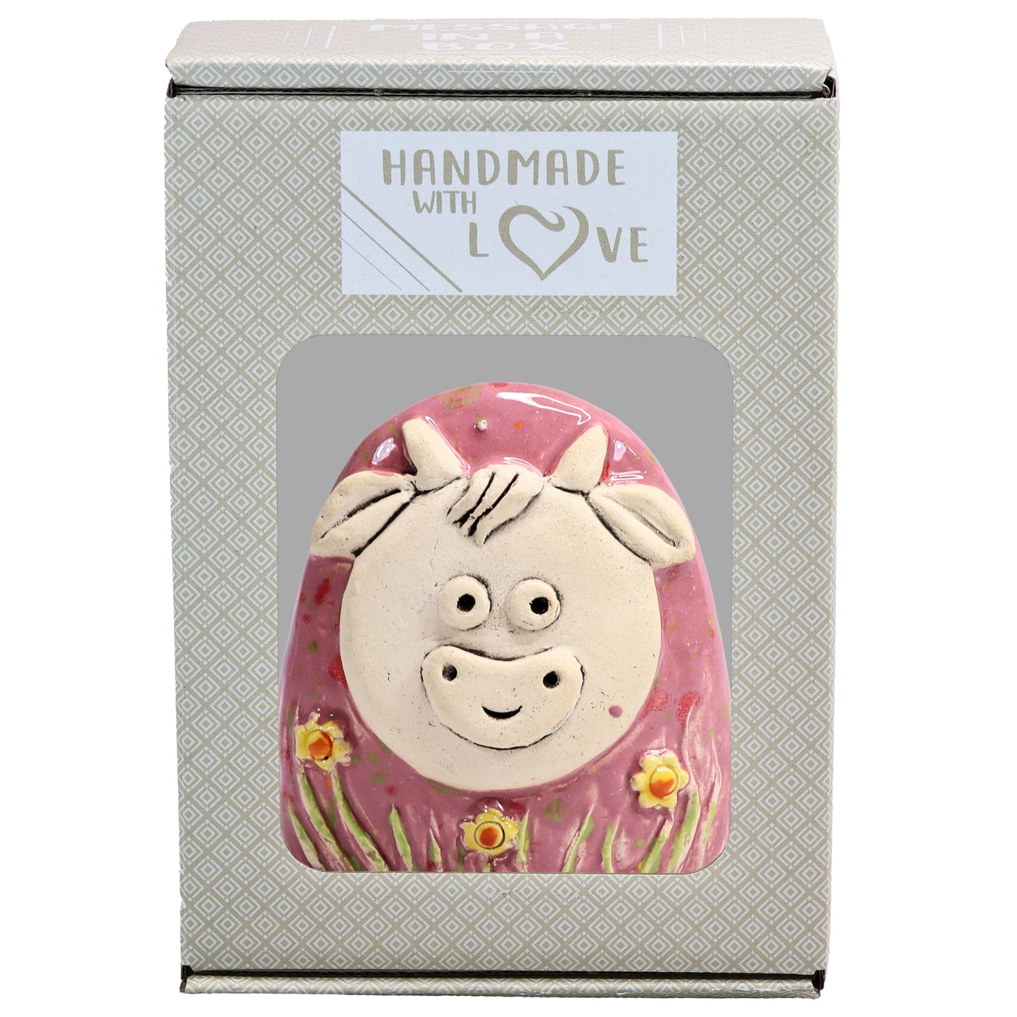 Charming Character of Handmade Highland Cow with Flowers