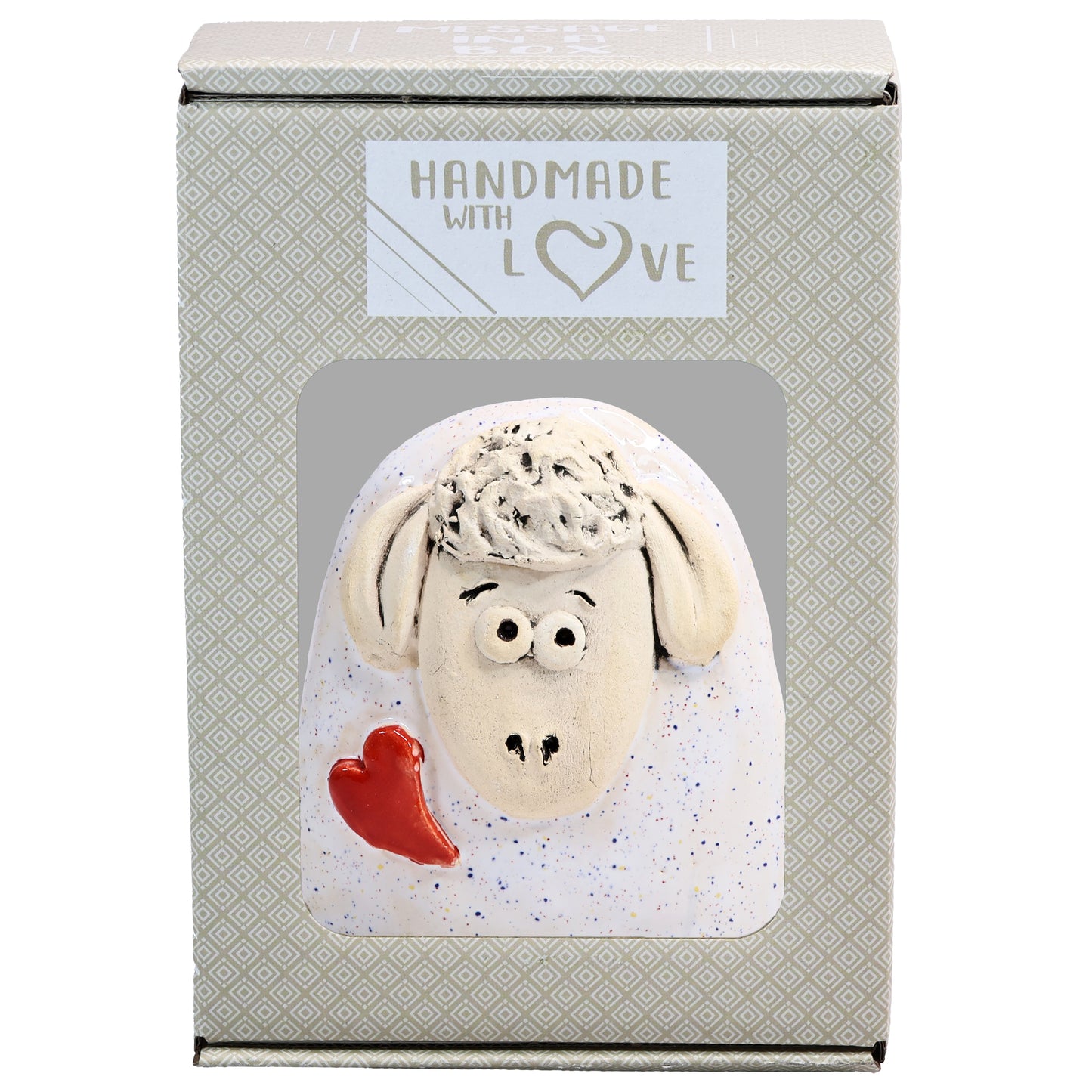 Charming Character of Handmade Ceramic Sheep with Love Heart