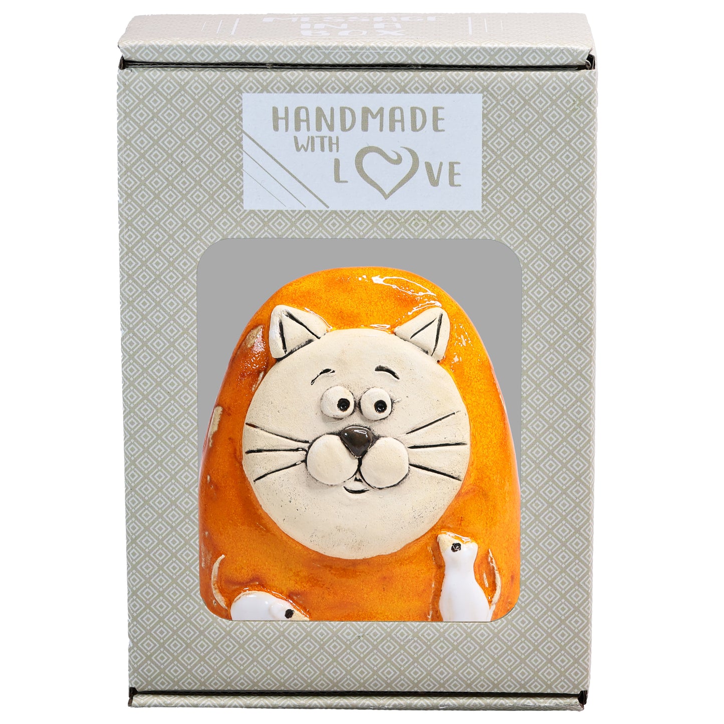 Charming Character of Handmade Ceramic Cat with Mice