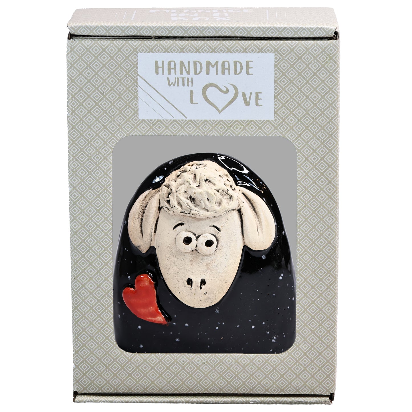 Charming Character of Handmade Ceramic Sheep with Love Heart