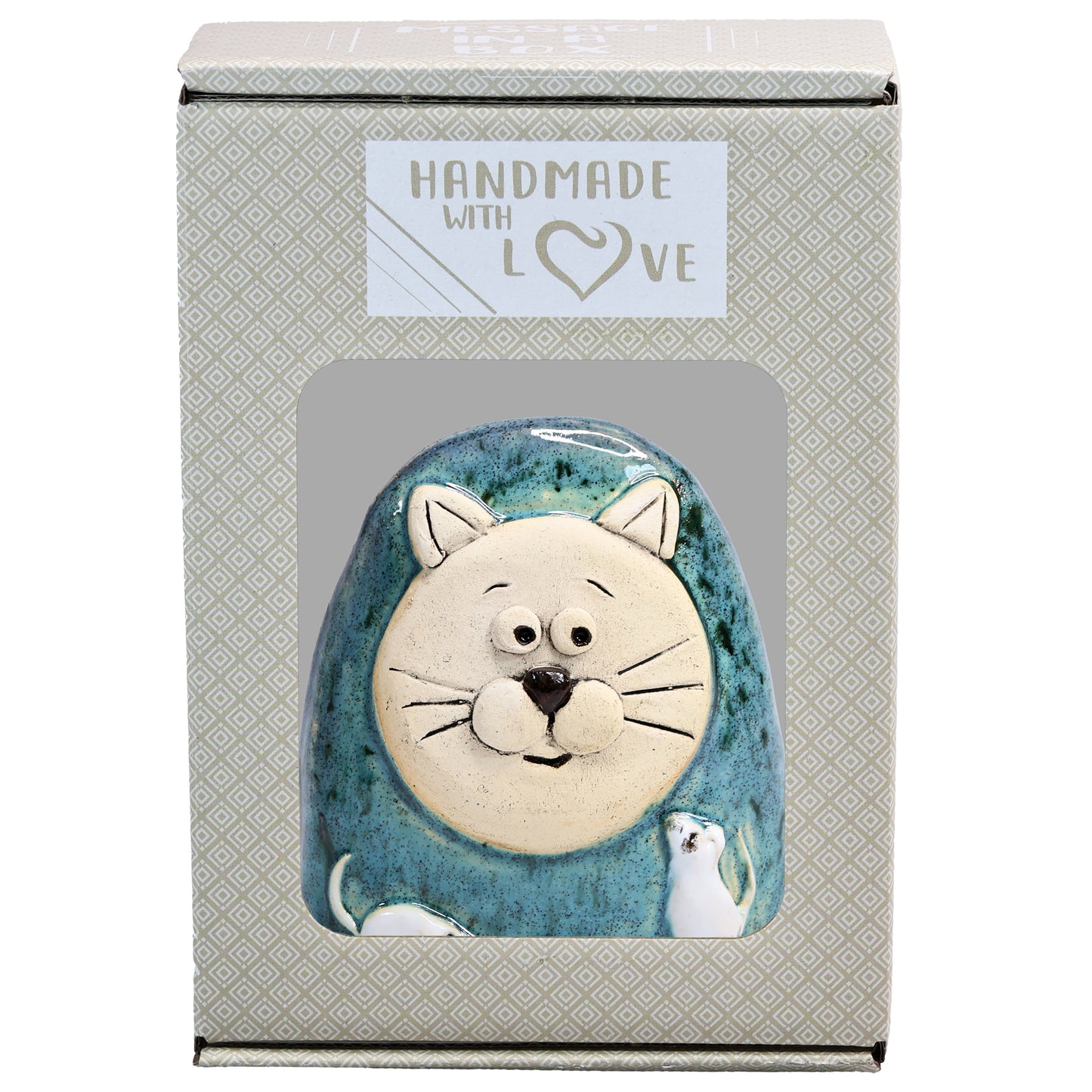 Charming Character of Handmade Ceramic Cat with Mice