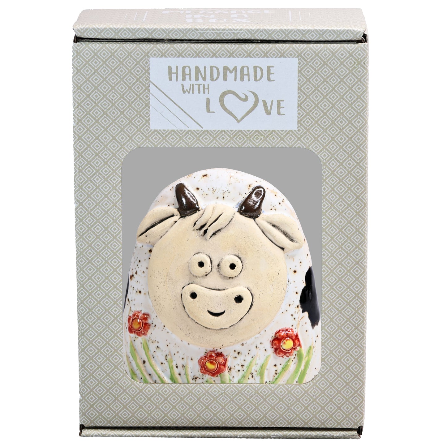 Charming Character of Handmade Highland Cow with Flowers