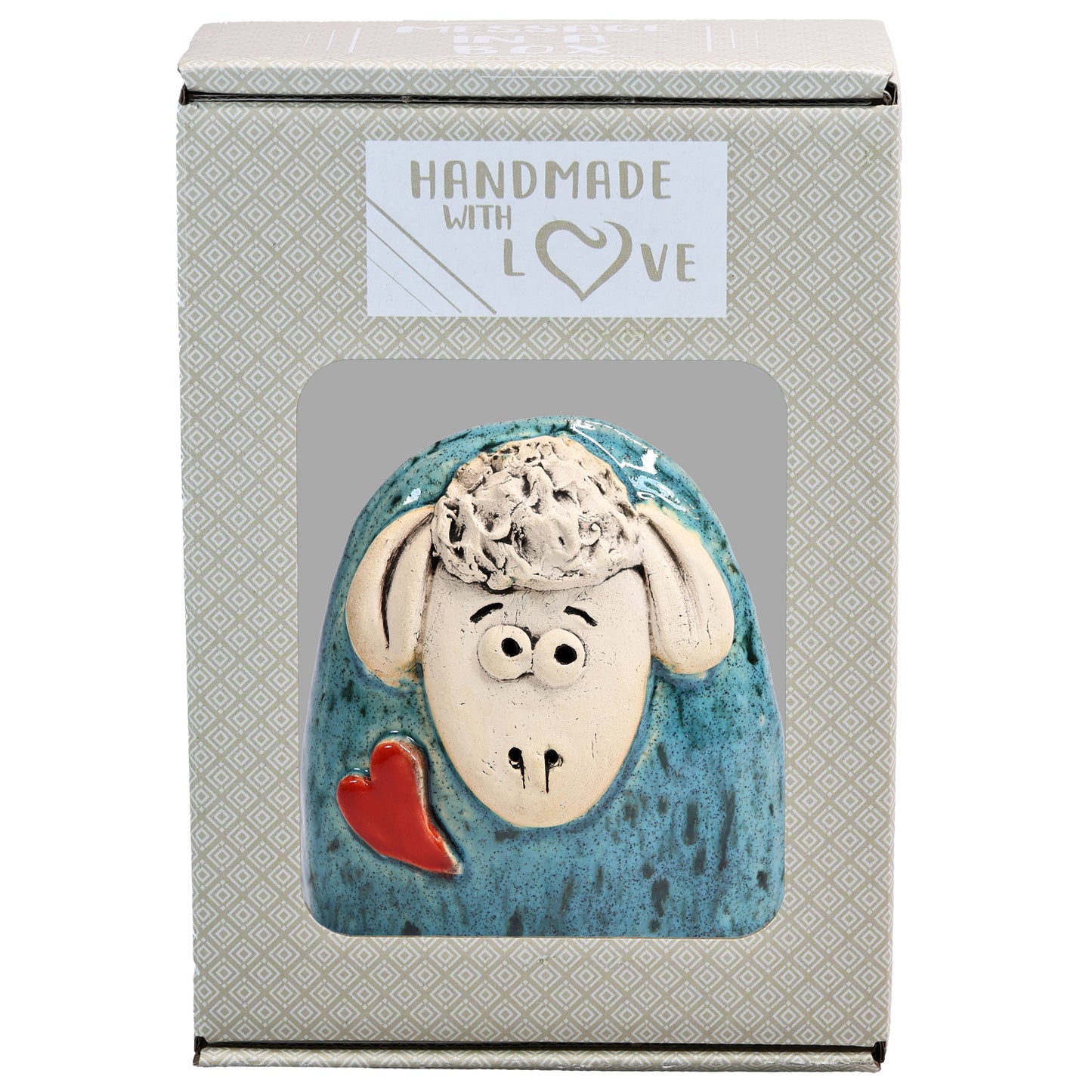 Charming Character of Handmade Ceramic Sheep with Love Heart