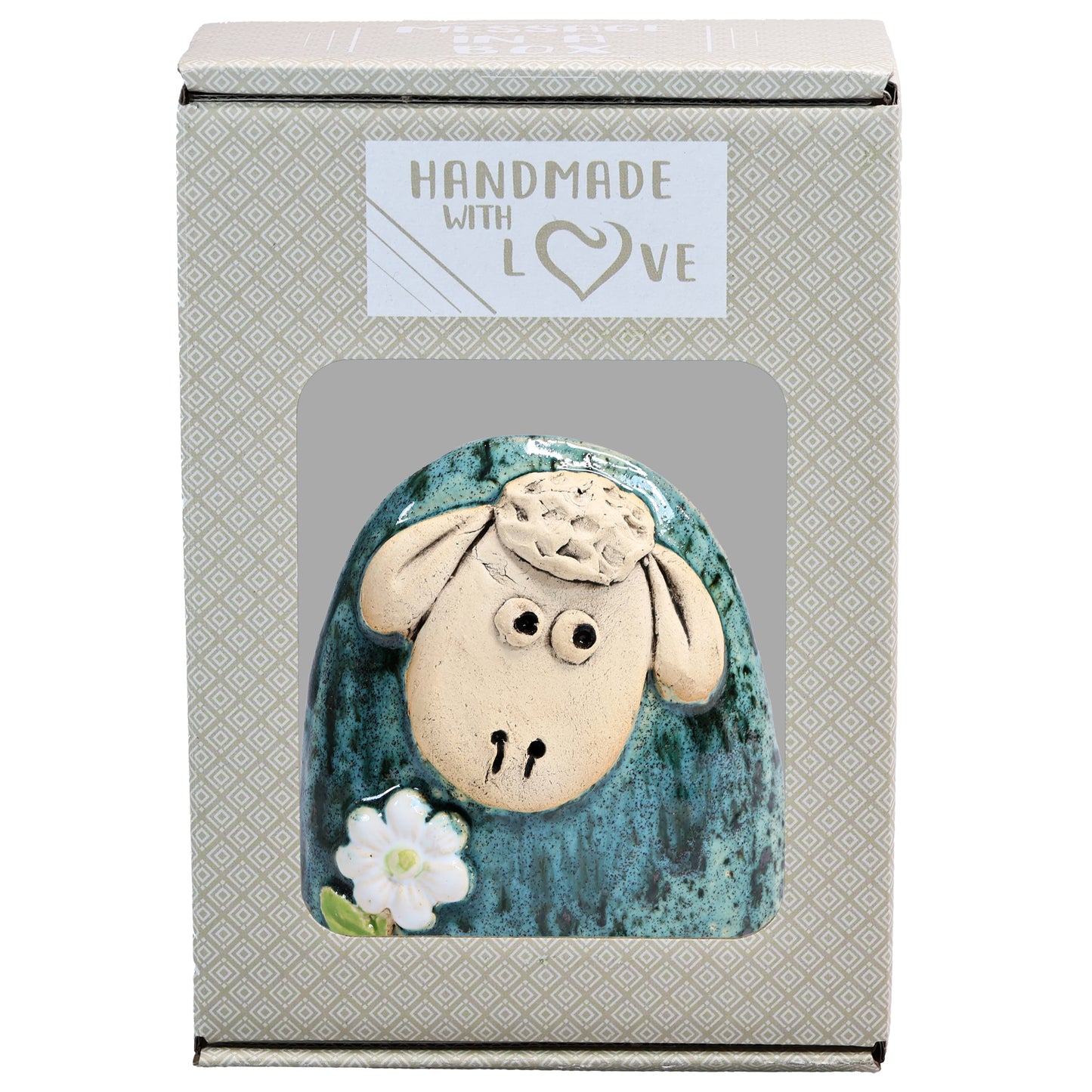 Charming Character of Handmade Ceramic Sheep with Flower