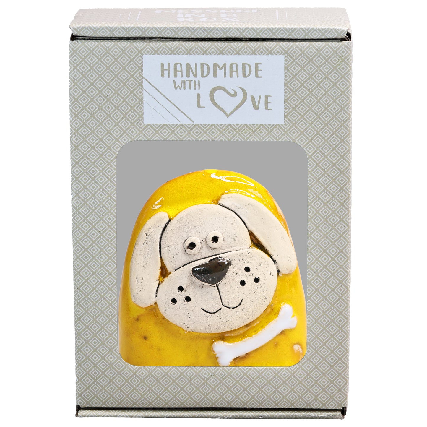 Charming Character of Handmade Ceramic Dog with Bone