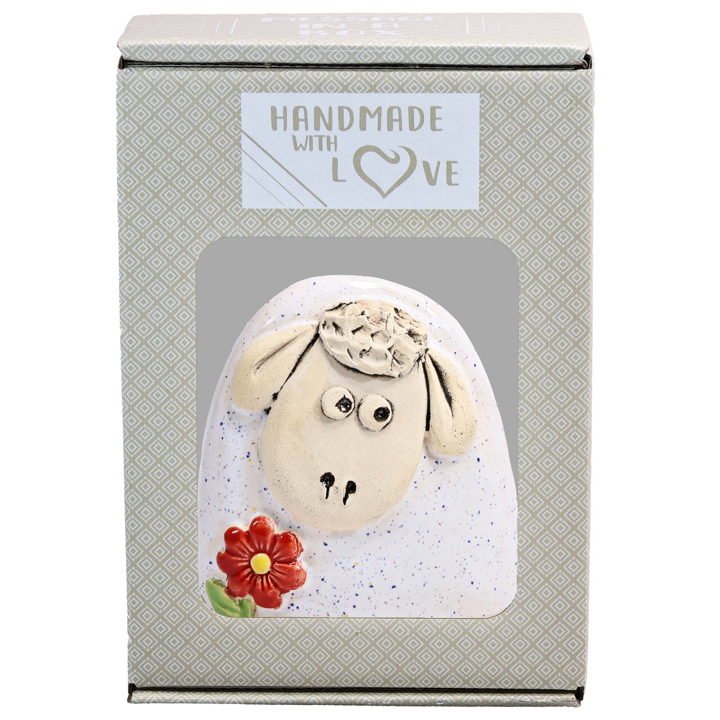 Charming Character of Handmade Ceramic Sheep with Flower