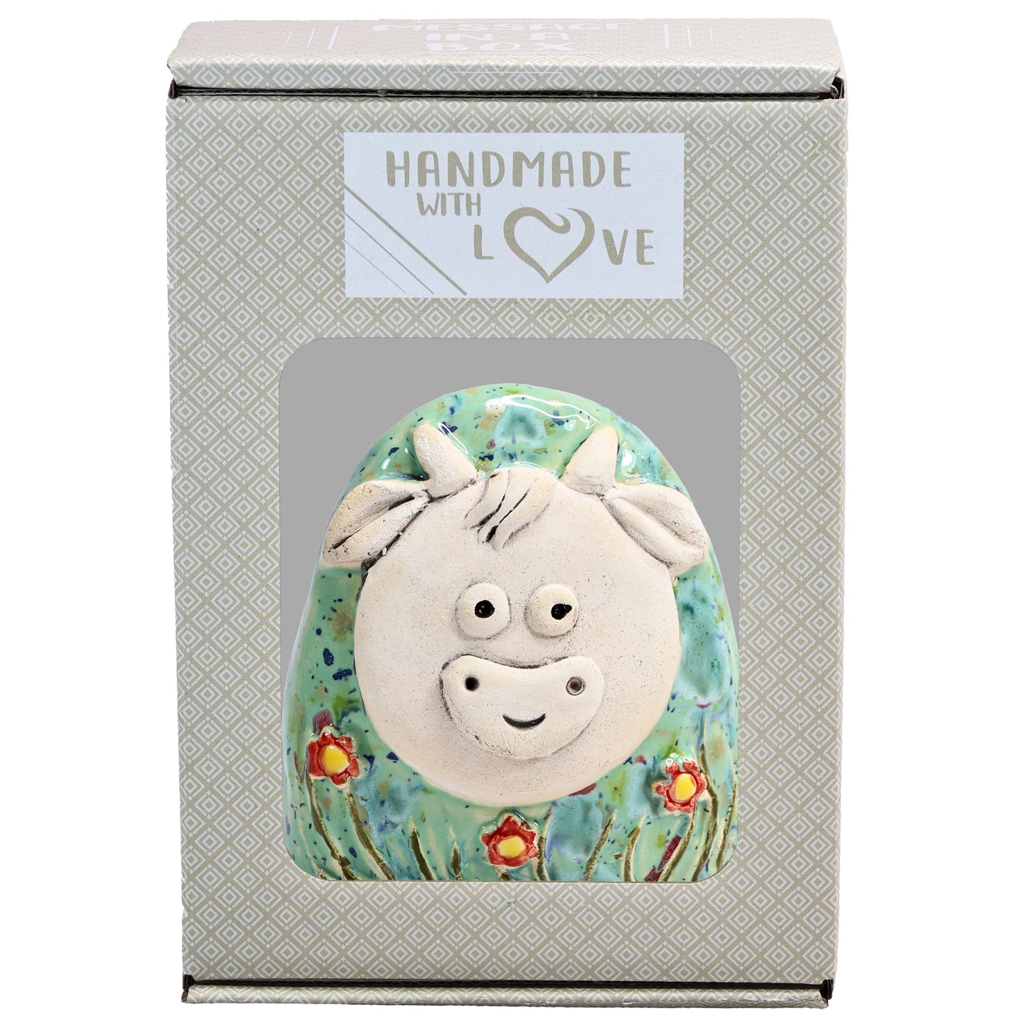 Charming Character of Handmade Highland Cow with Flowers
