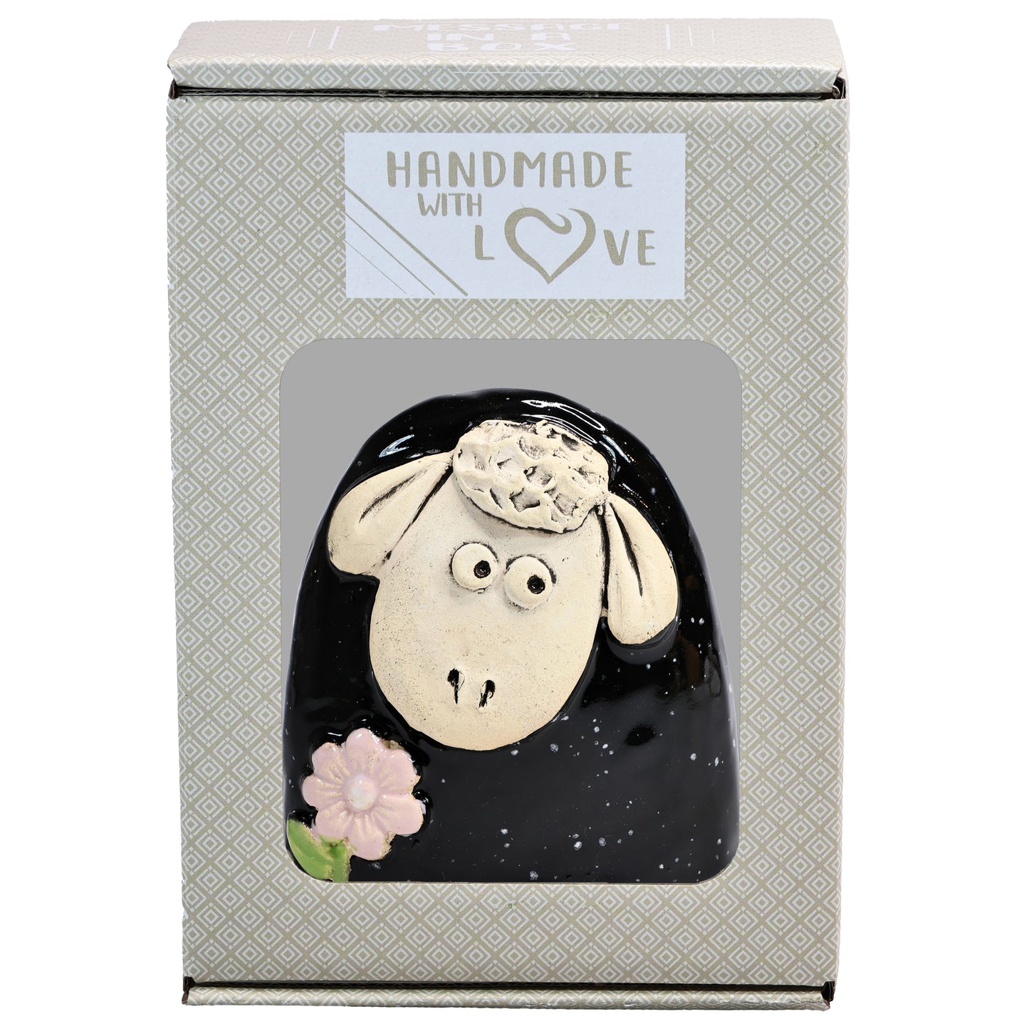 Charming Character of Handmade Ceramic Sheep with Flower