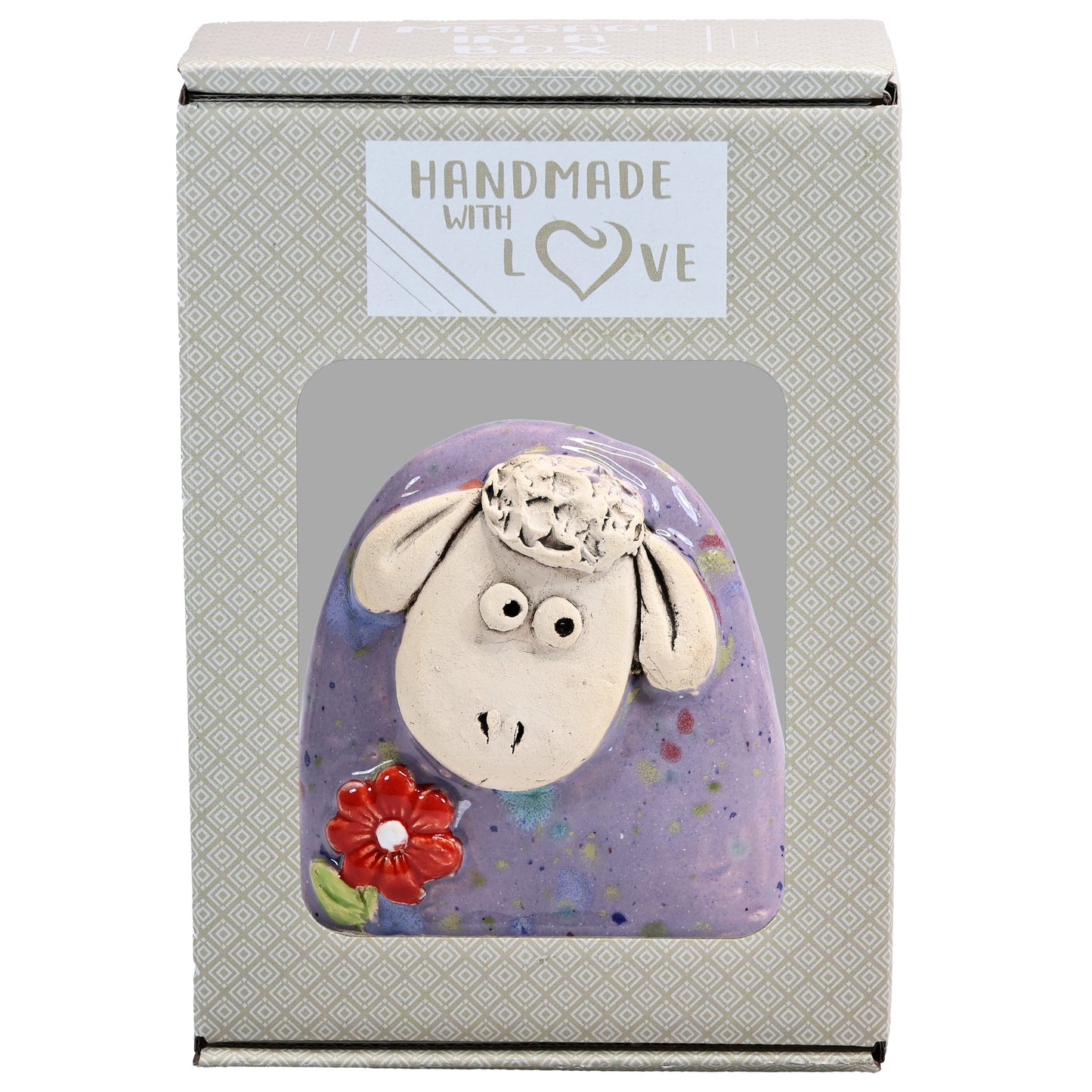Charming Character of Handmade Ceramic Sheep with Flower
