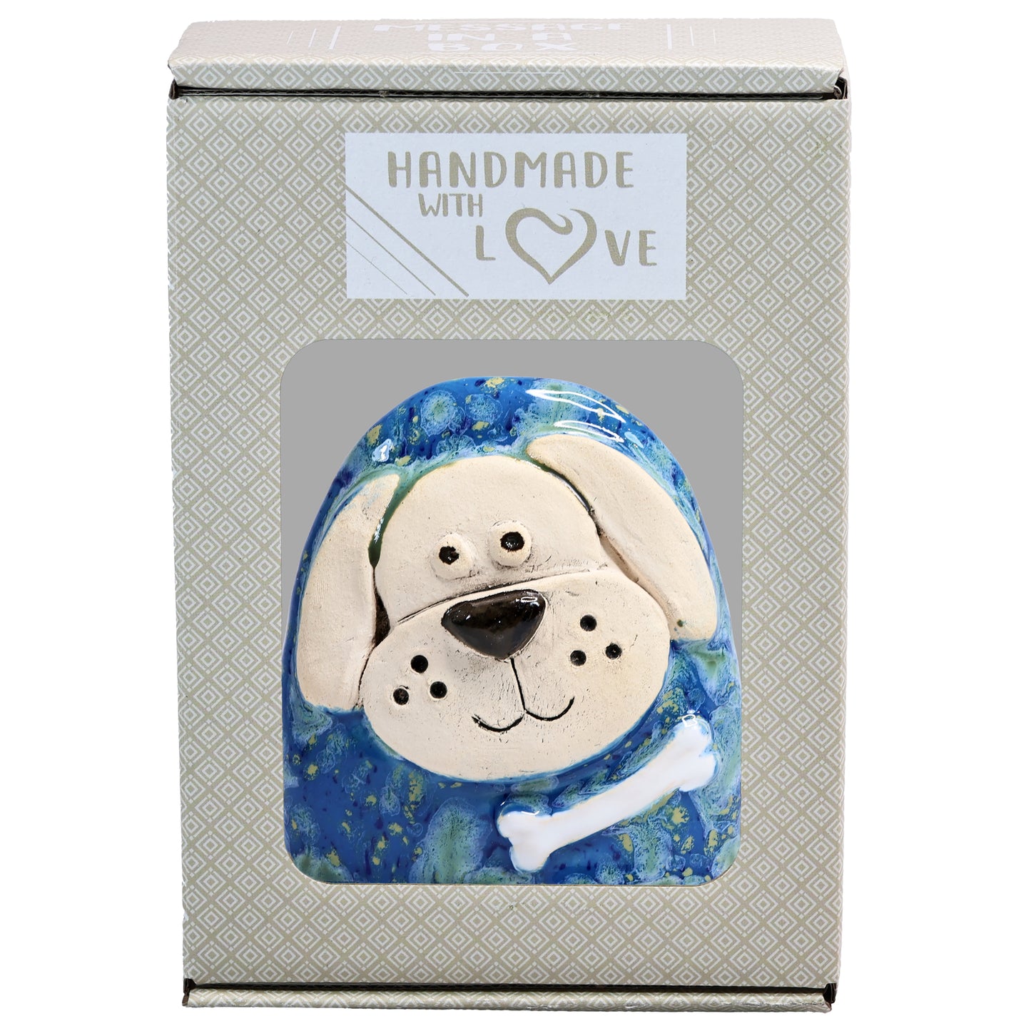 Charming Character of Handmade Ceramic Dog with Bone