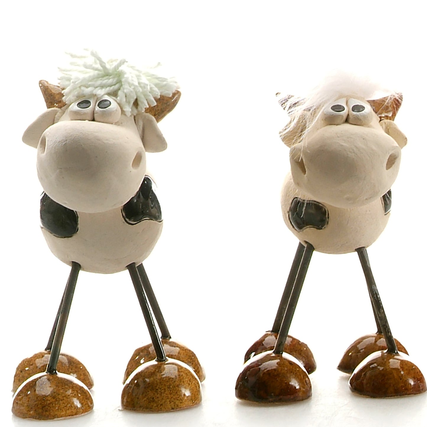 Handmade White Dairy Cow with Fringe