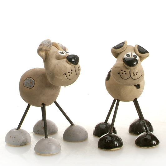 Handmade Patchy Ceramic Wire Leg Dog