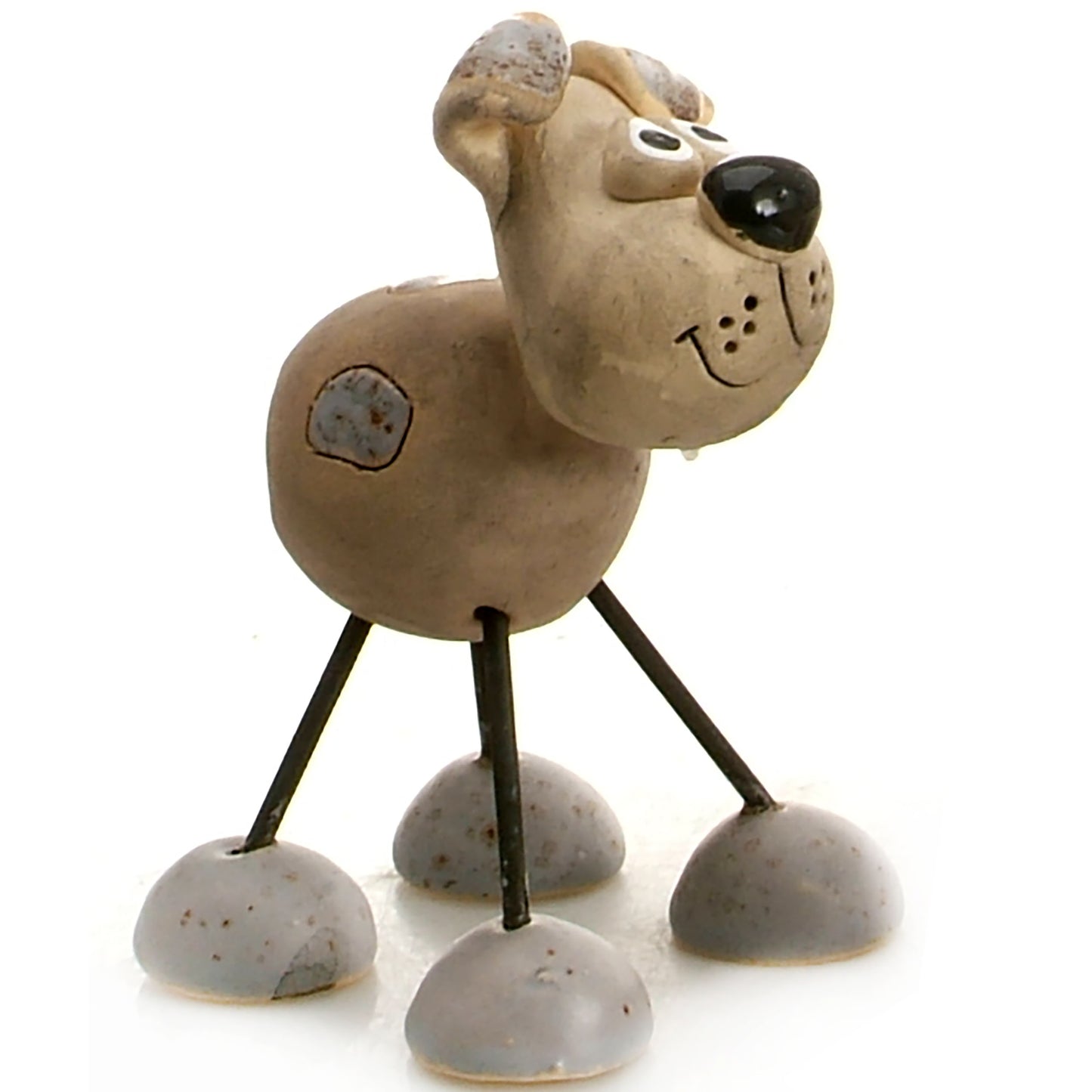 Handmade Patchy Ceramic Wire Leg Dog