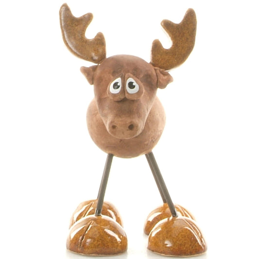 Handmade Brown Ceramic Wire Leg Stag with Ceramic Antlers