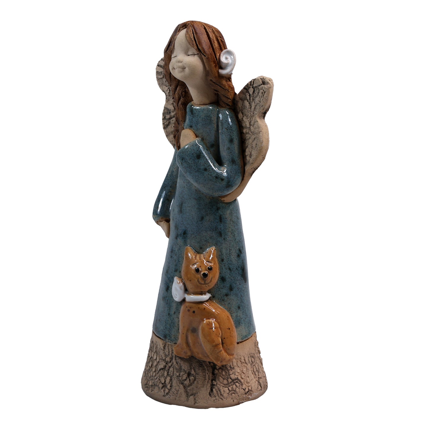 Handmade Ceramic Angel with Cat in Various Colours