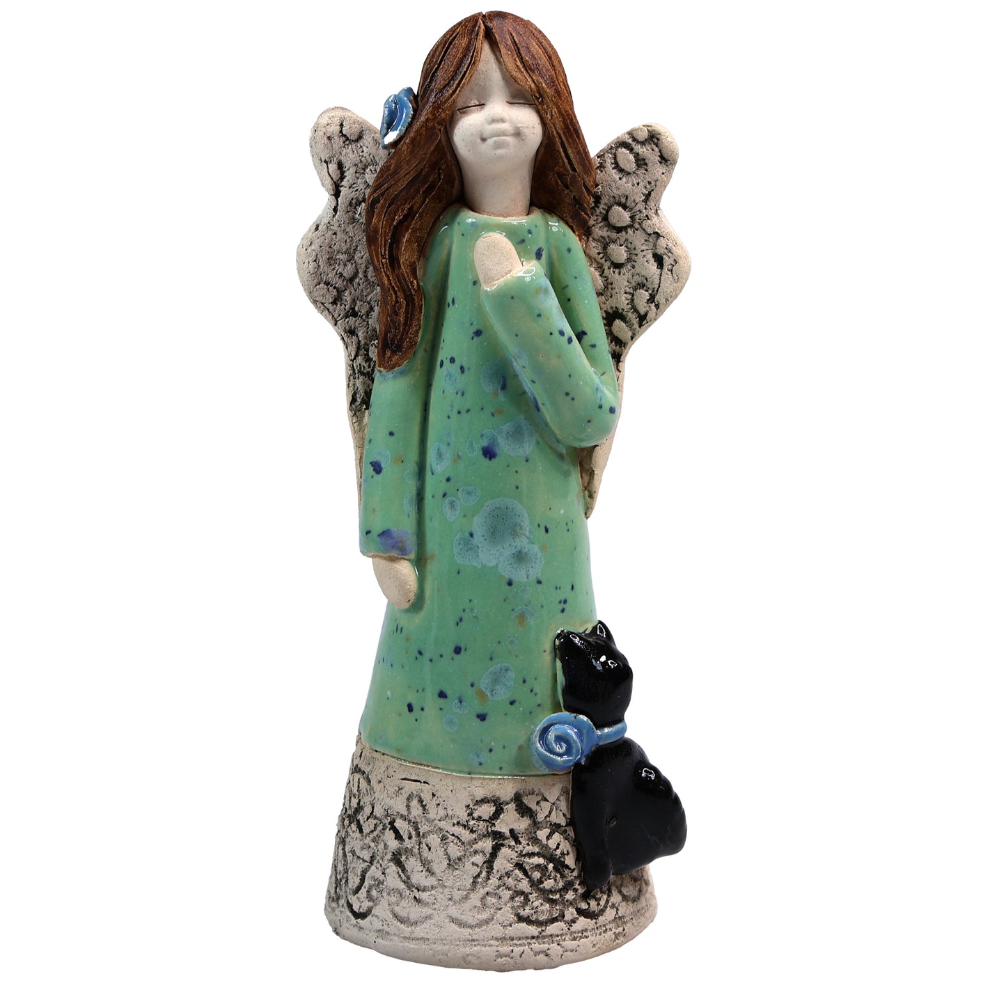 Handmade Ceramic Angel with Cat in Various Colours