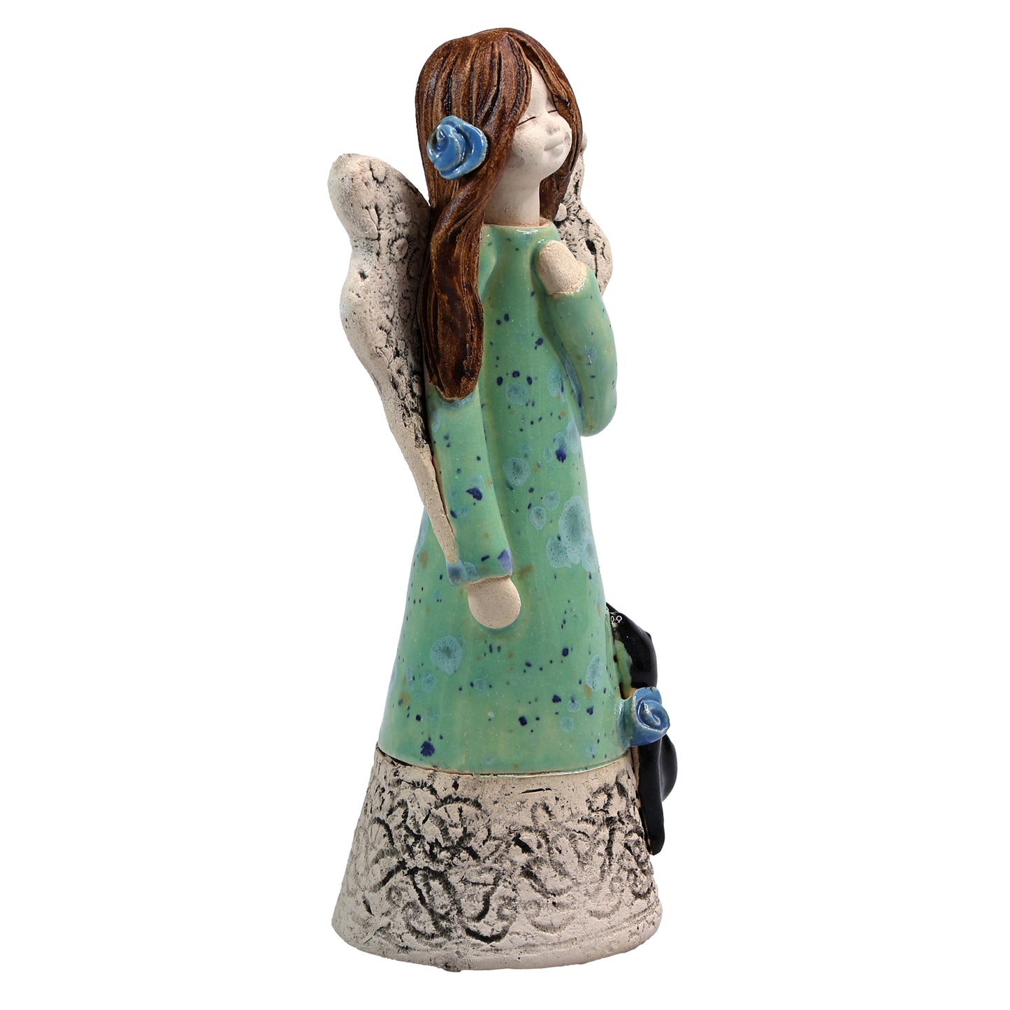 Handmade Ceramic Angel with Cat in Various Colours