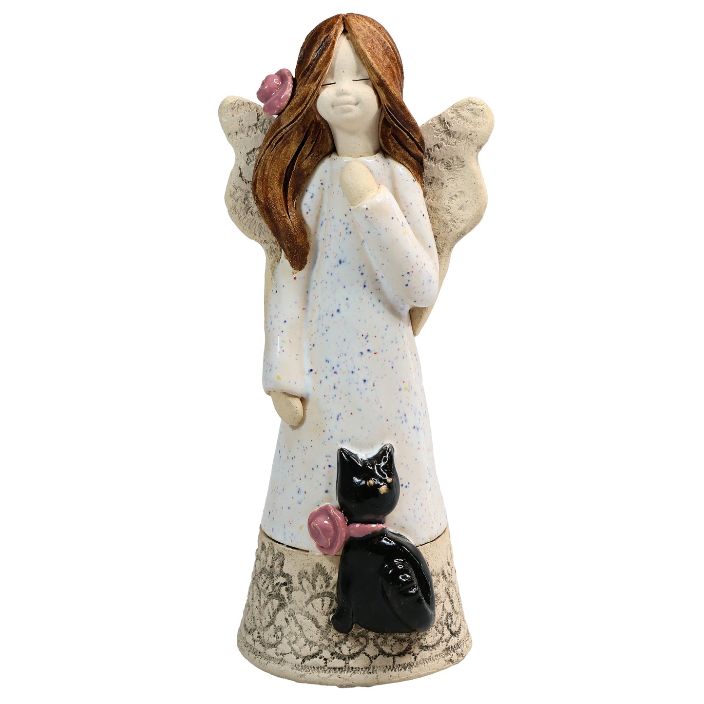Handmade Ceramic Angel with Cat in Various Colours