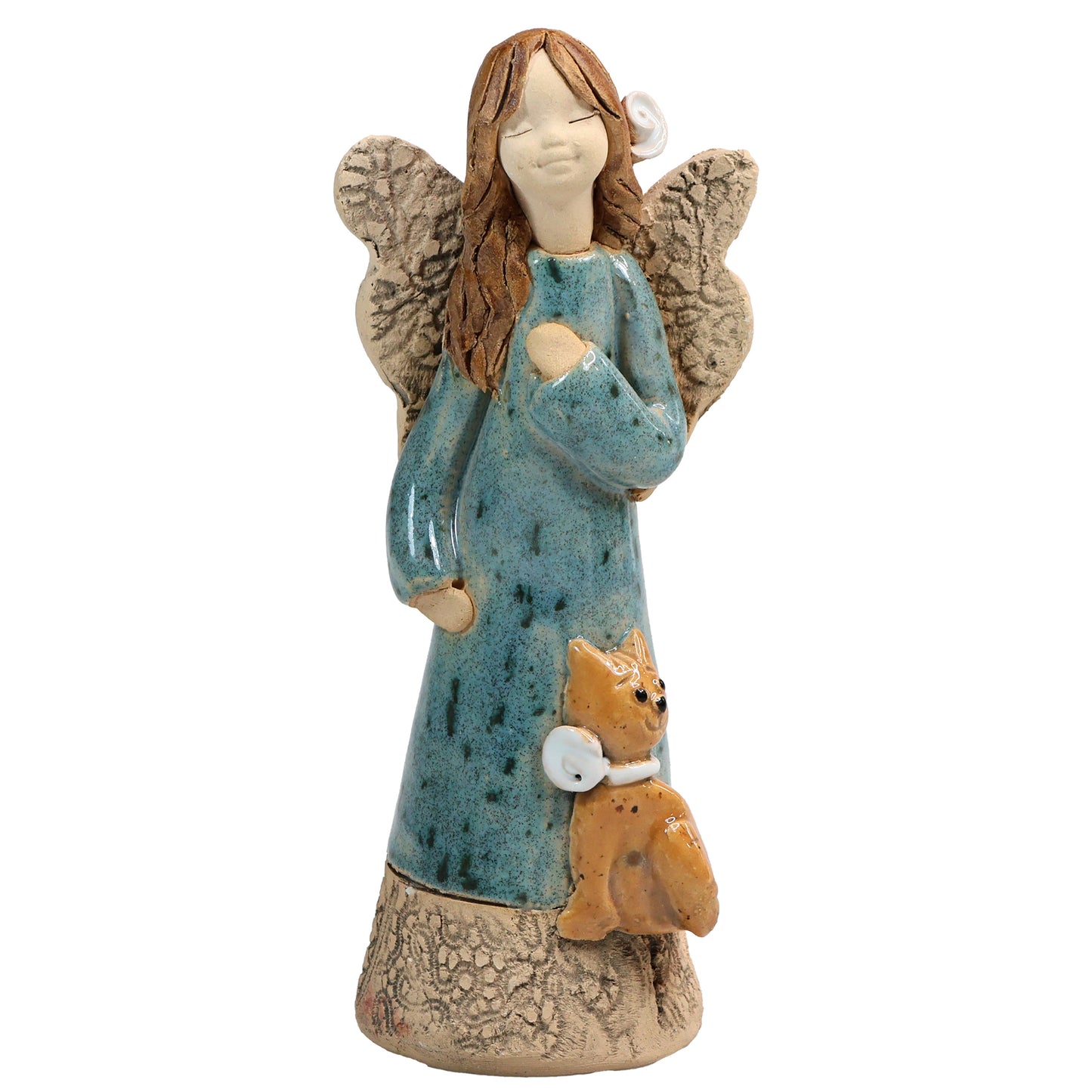 Handmade Ceramic Angel with Cat in Various Colours