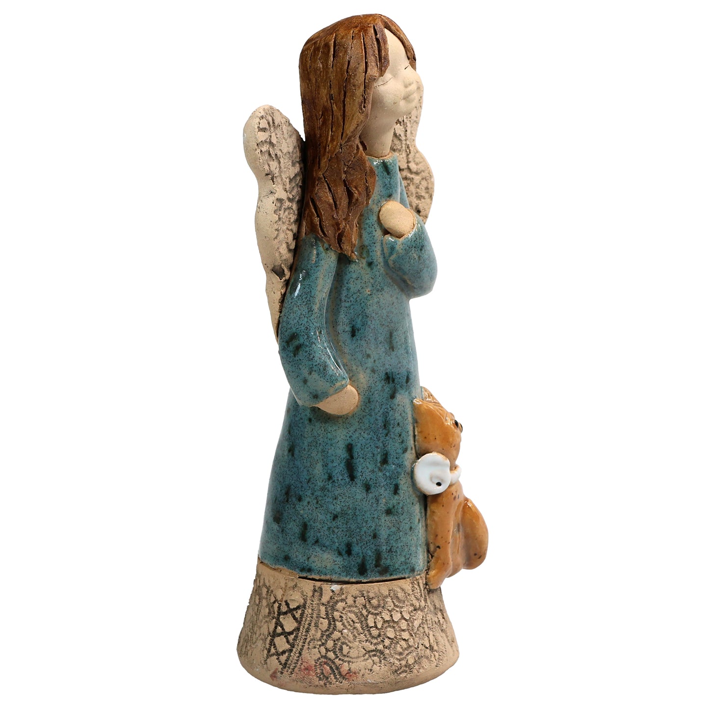 Handmade Ceramic Angel with Cat in Various Colours