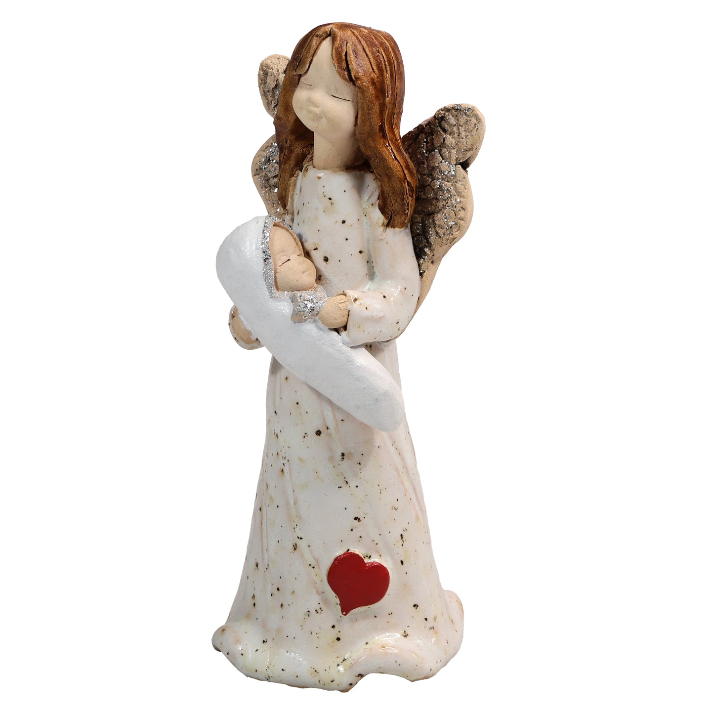 Handmade White Ceramic Angel with Baby