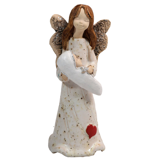 Handmade White Ceramic Angel with Baby