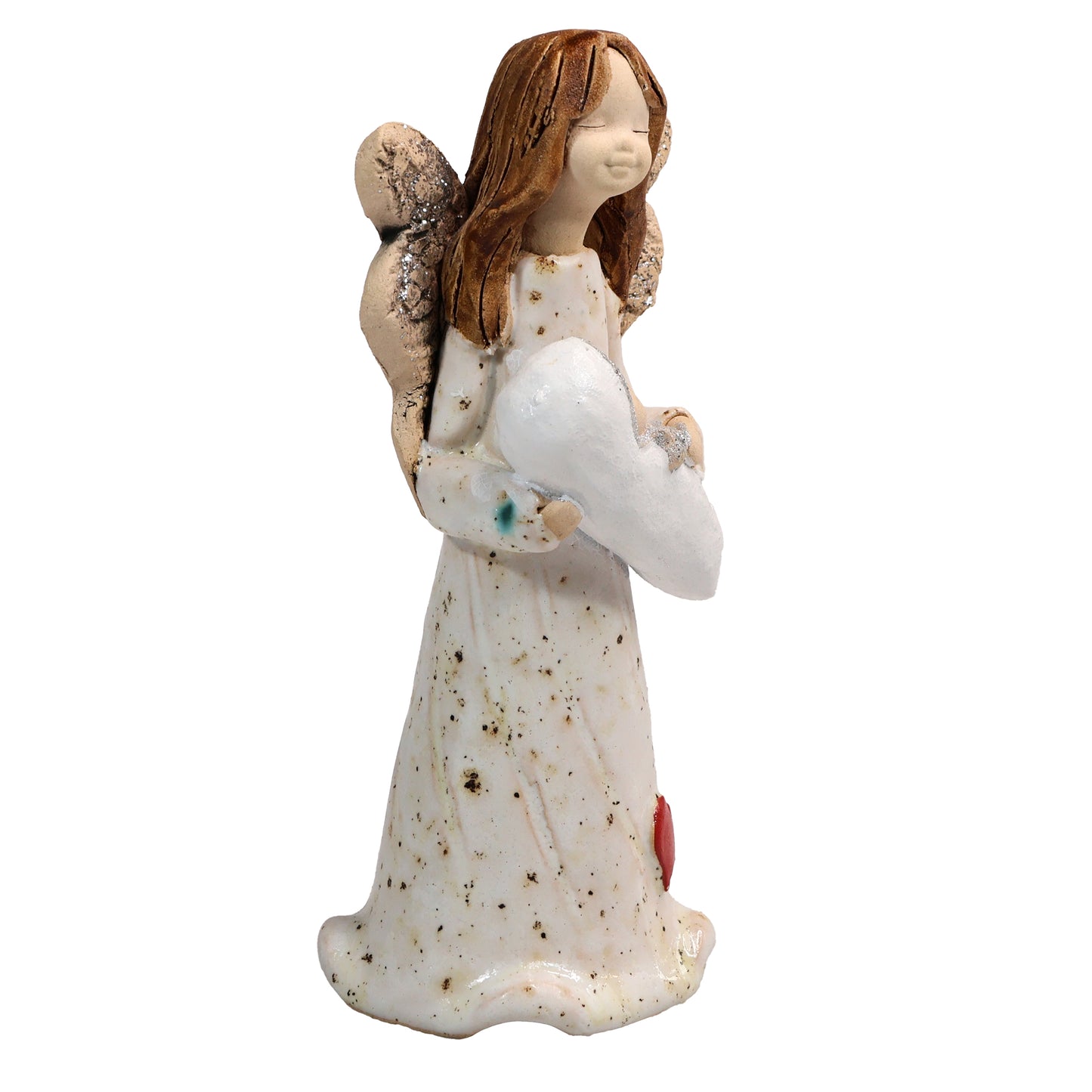 Handmade White Ceramic Angel with Baby