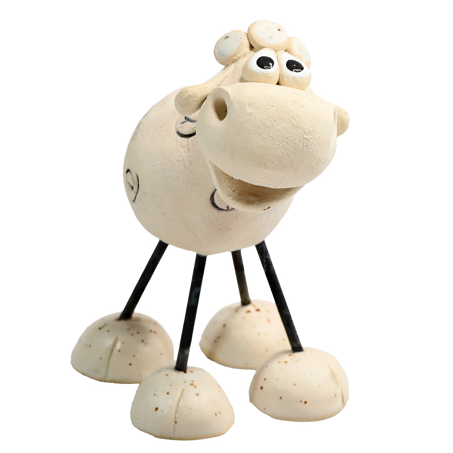 Handmade Ceramic Wire Leg Sheep