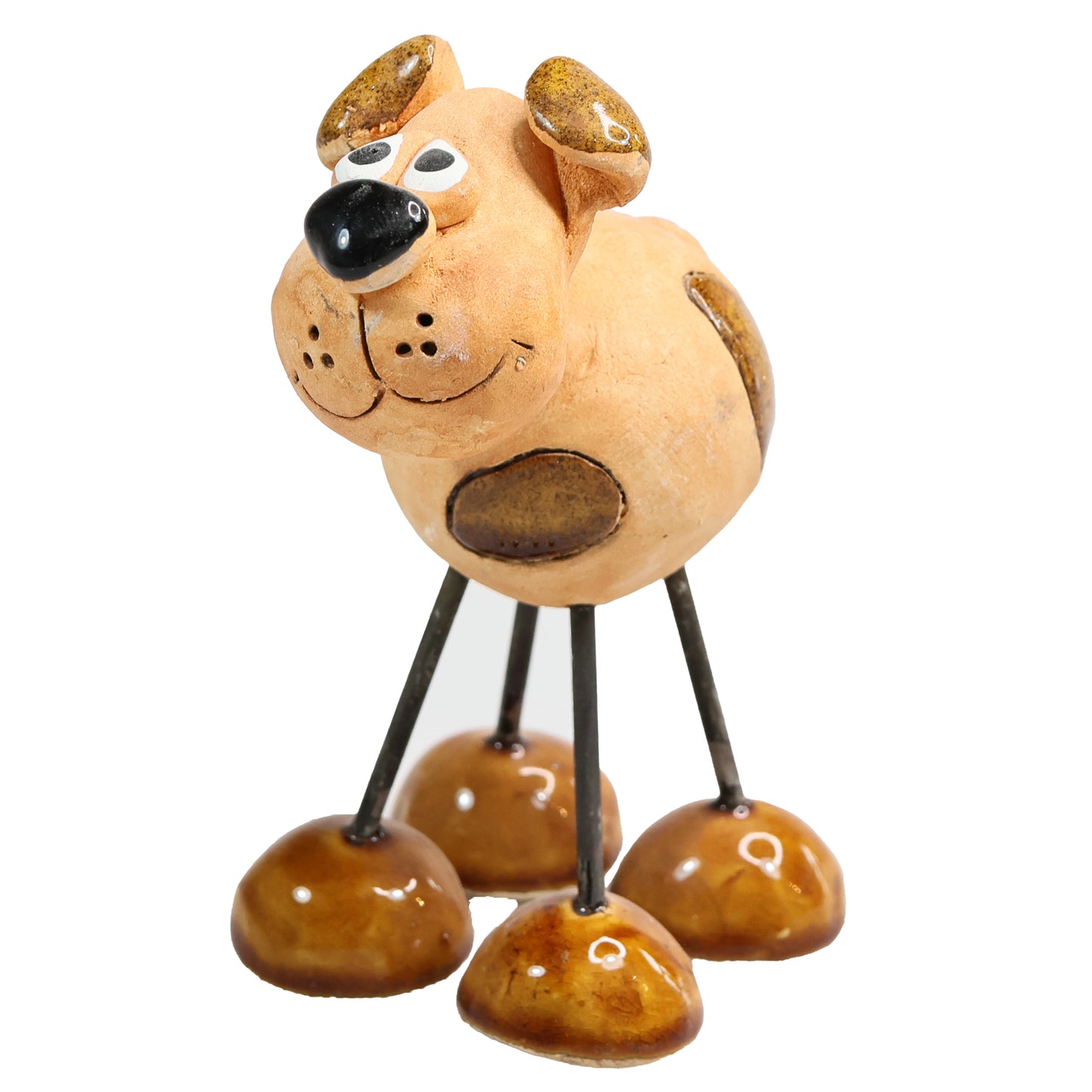 Handmade Patchy Ceramic Wire Leg Dog