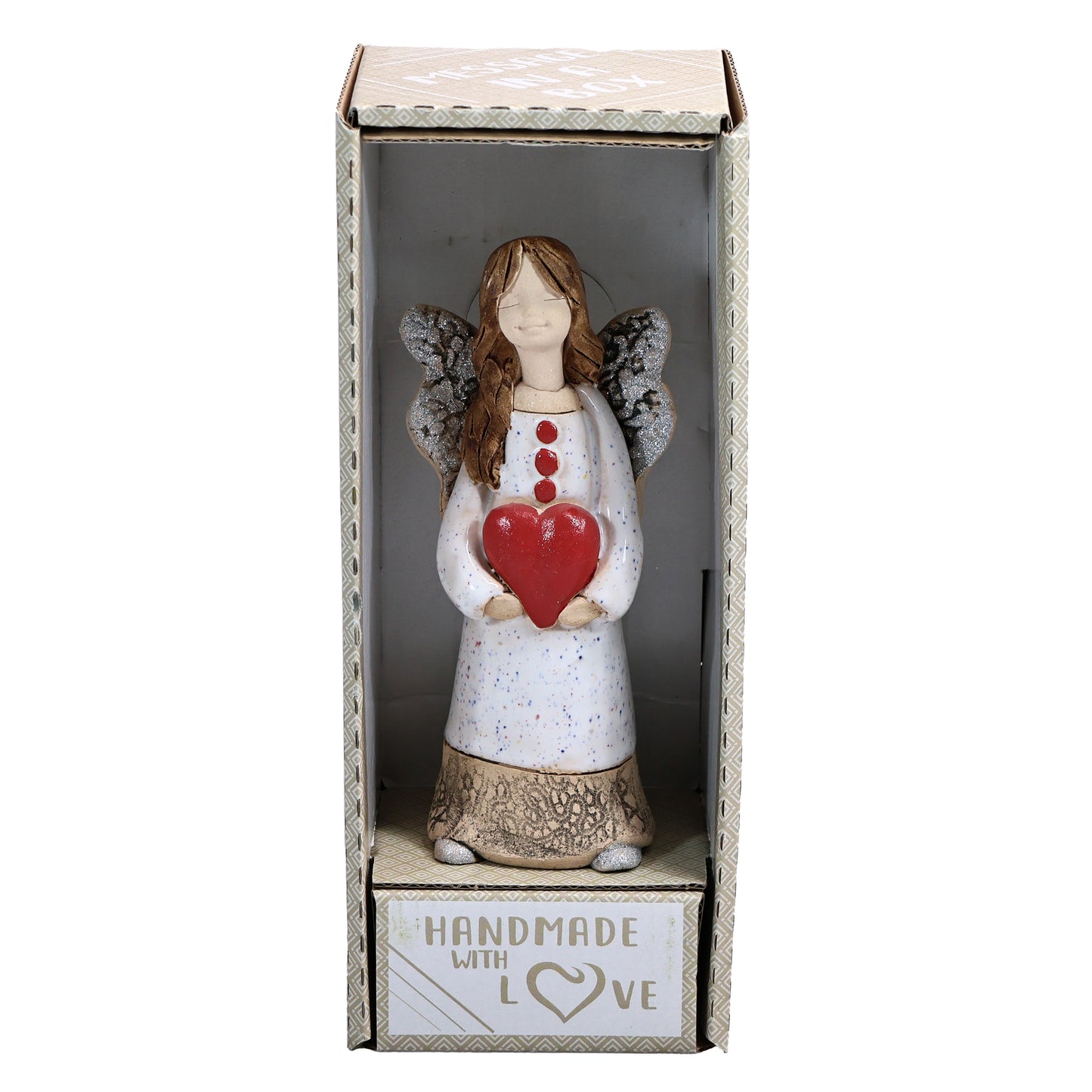 Handmade Ceramic Celebration Angel Holding Heart