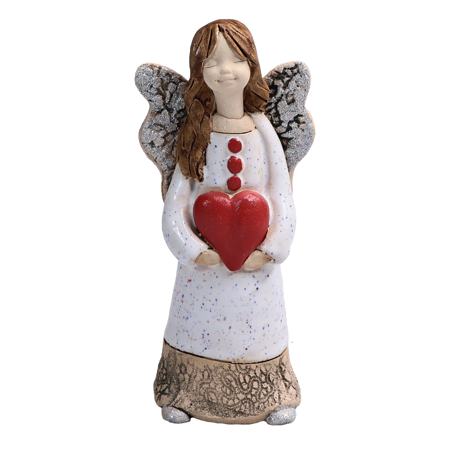 Handmade Ceramic Celebration Angel Holding Heart