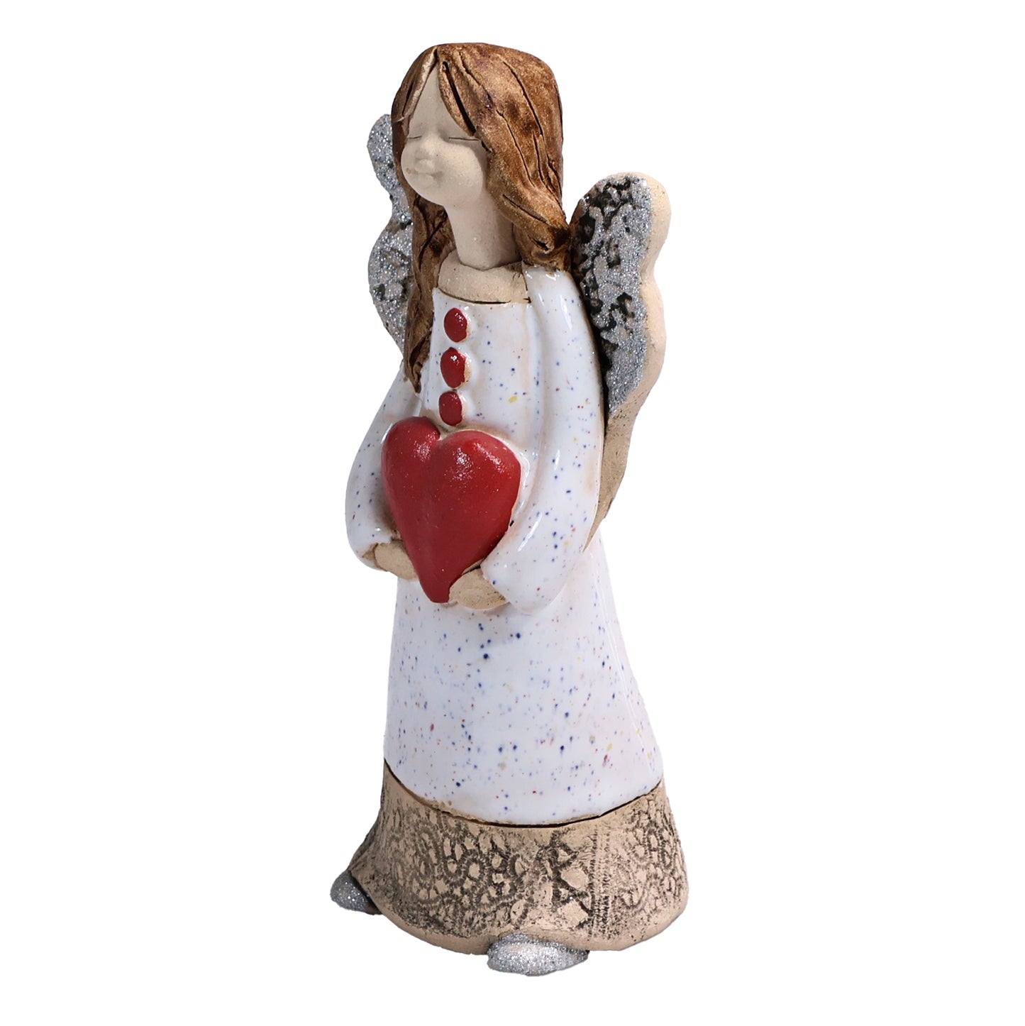 Handmade Ceramic Celebration Angel Holding Heart