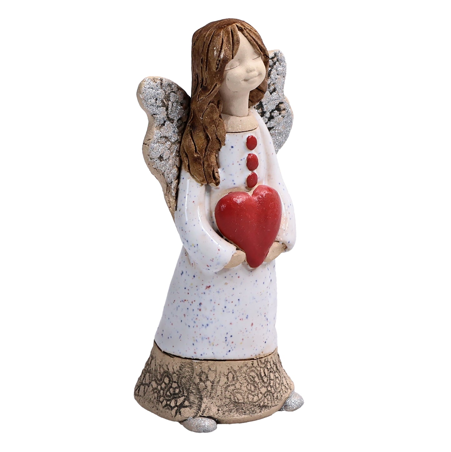 Handmade Ceramic Celebration Angel Holding Heart