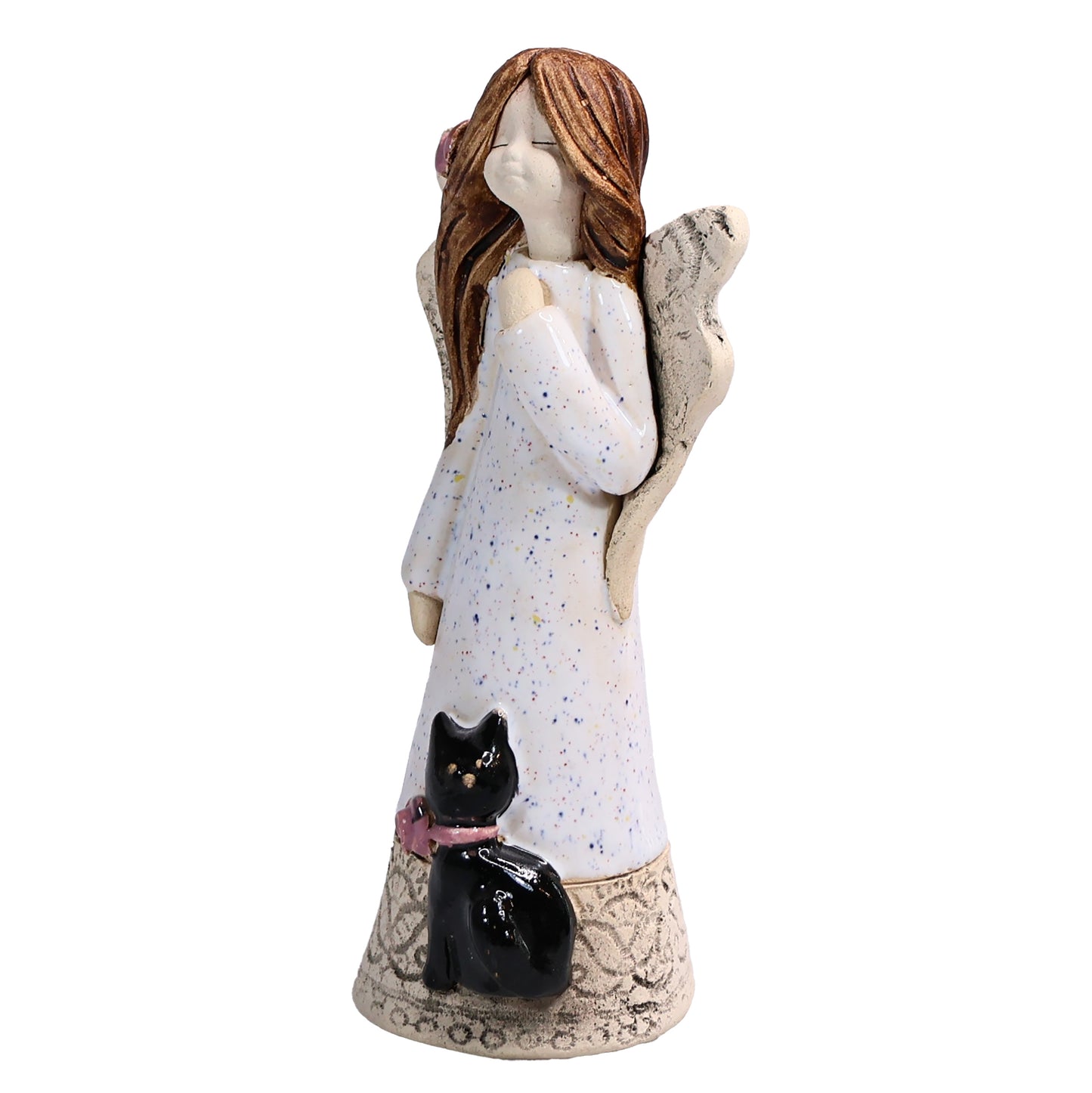 Handmade Ceramic Angel with Black Cat