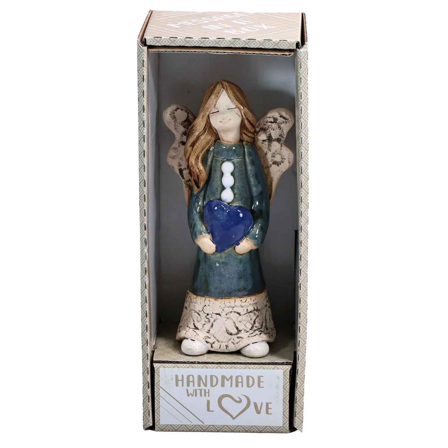 Handmade Ceramic Celebration Angel Holding Heart