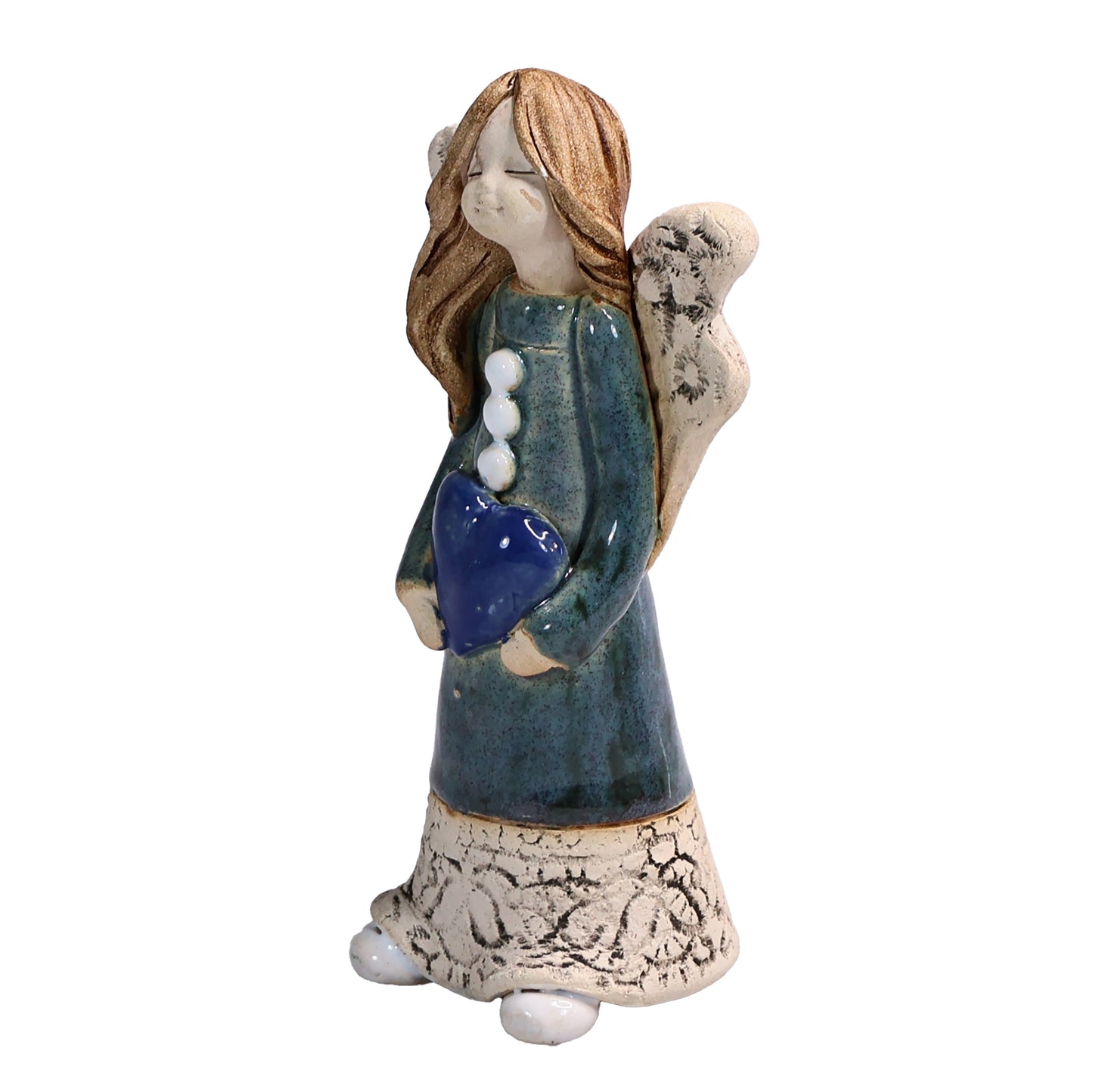 Handmade Ceramic Celebration Angel Holding Heart