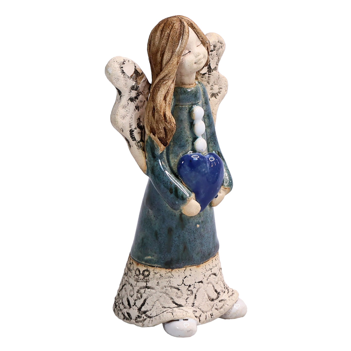 Handmade Ceramic Celebration Angel Holding Heart