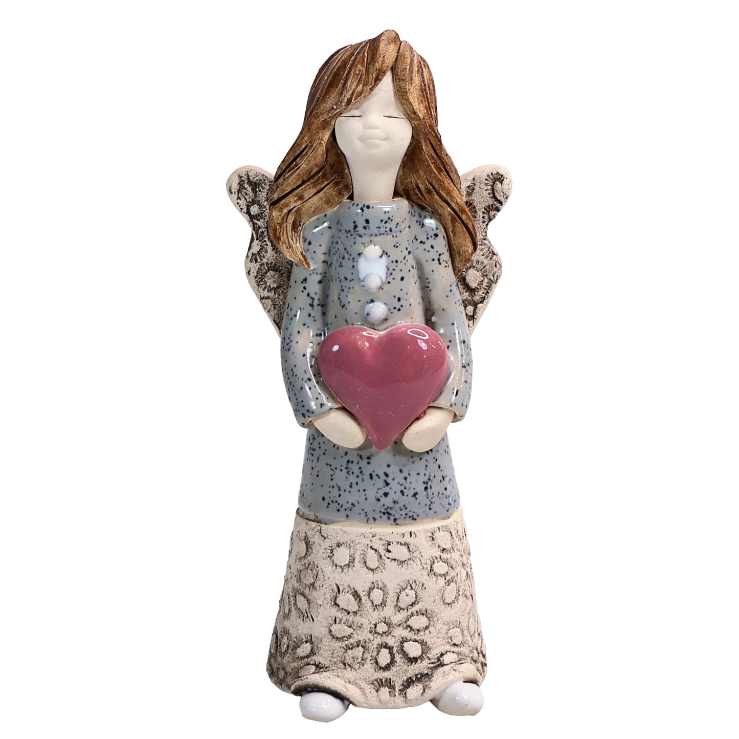 Handmade Ceramic Celebration Angel Holding Heart