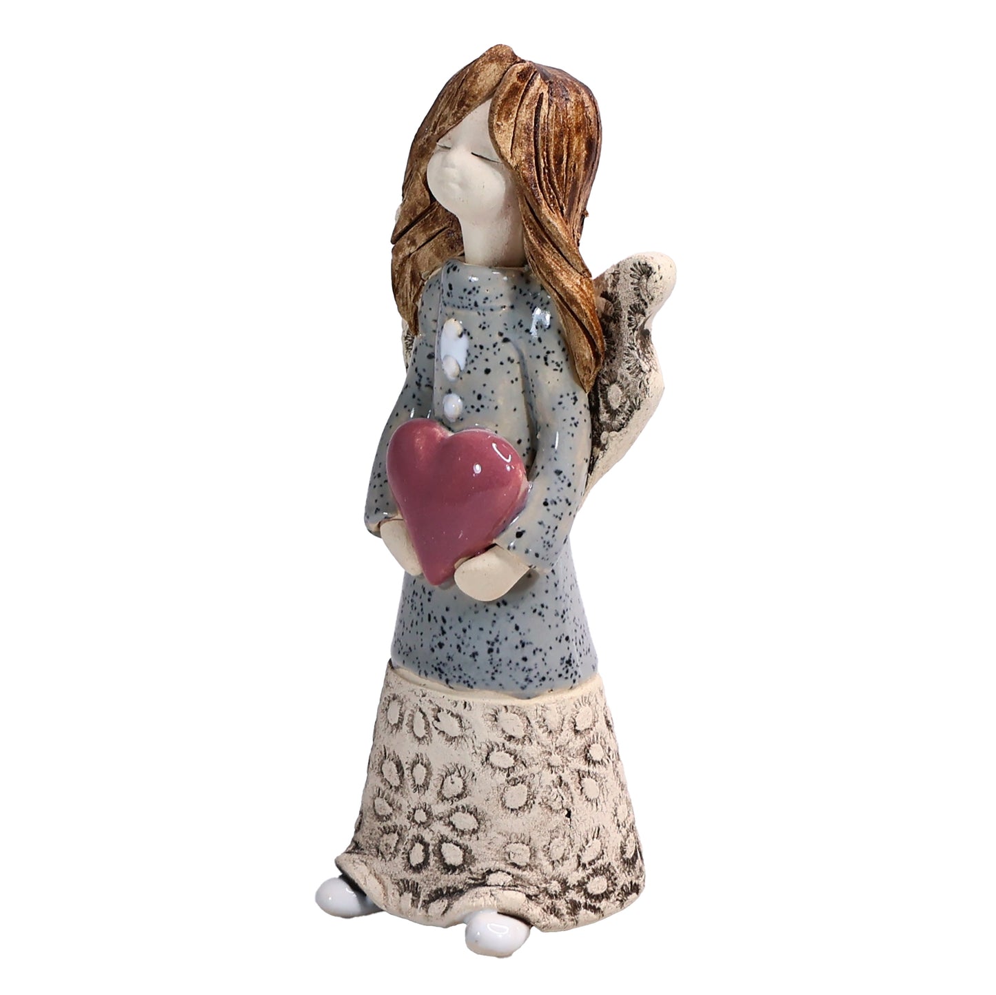 Handmade Ceramic Celebration Angel Holding Heart
