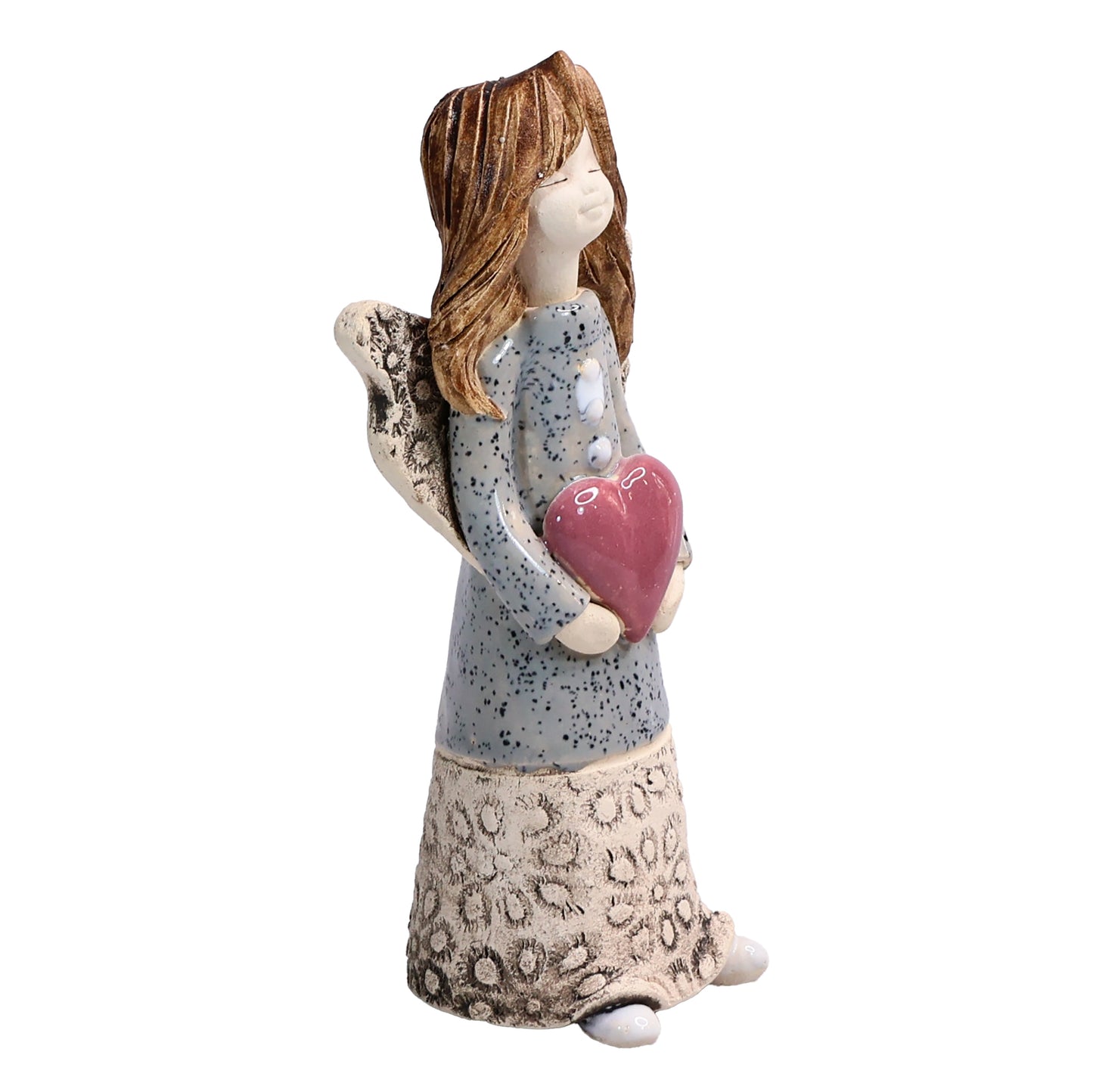 Handmade Ceramic Celebration Angel Holding Heart