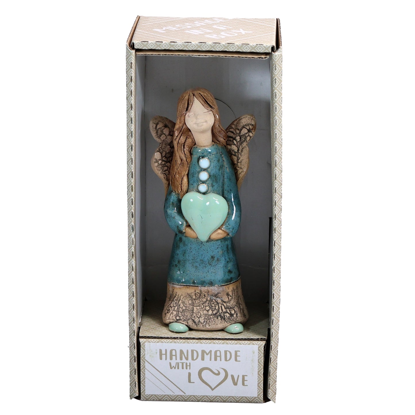 Handmade Ceramic Celebration Angel Holding Heart