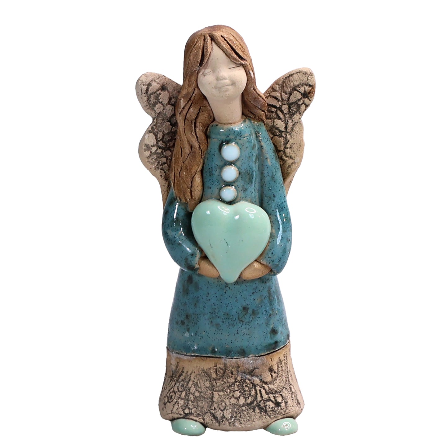 Handmade Ceramic Celebration Angel Holding Heart