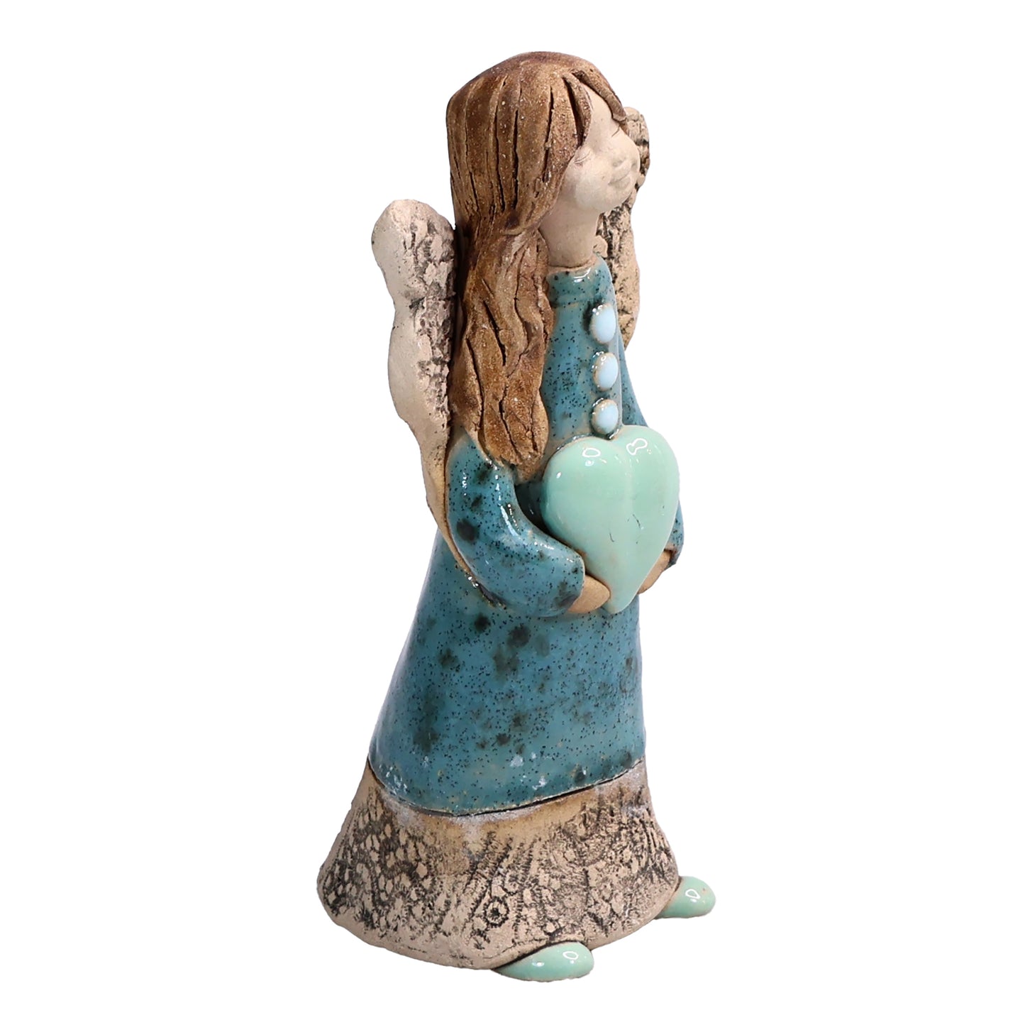 Handmade Ceramic Celebration Angel Holding Heart
