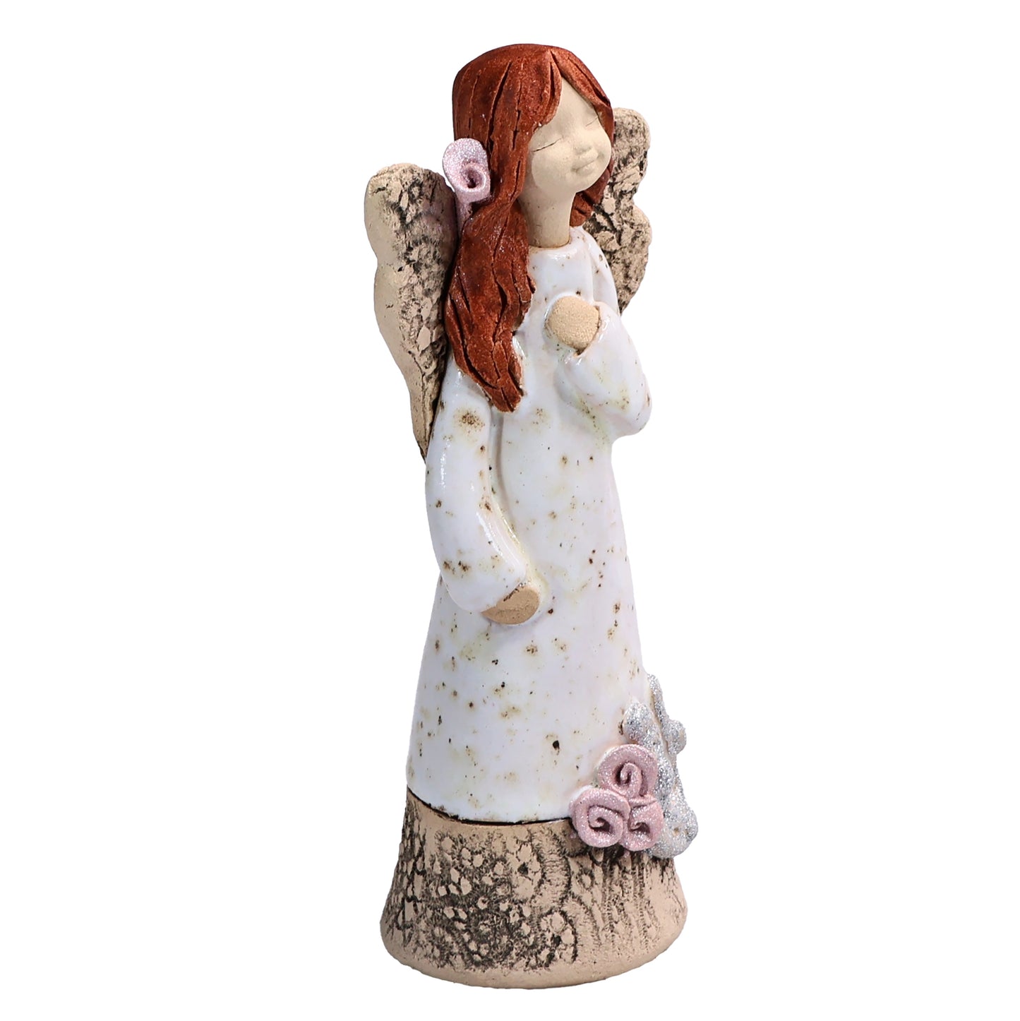 Handmade Ceramic Celebration Angel with Lucky Horseshoe