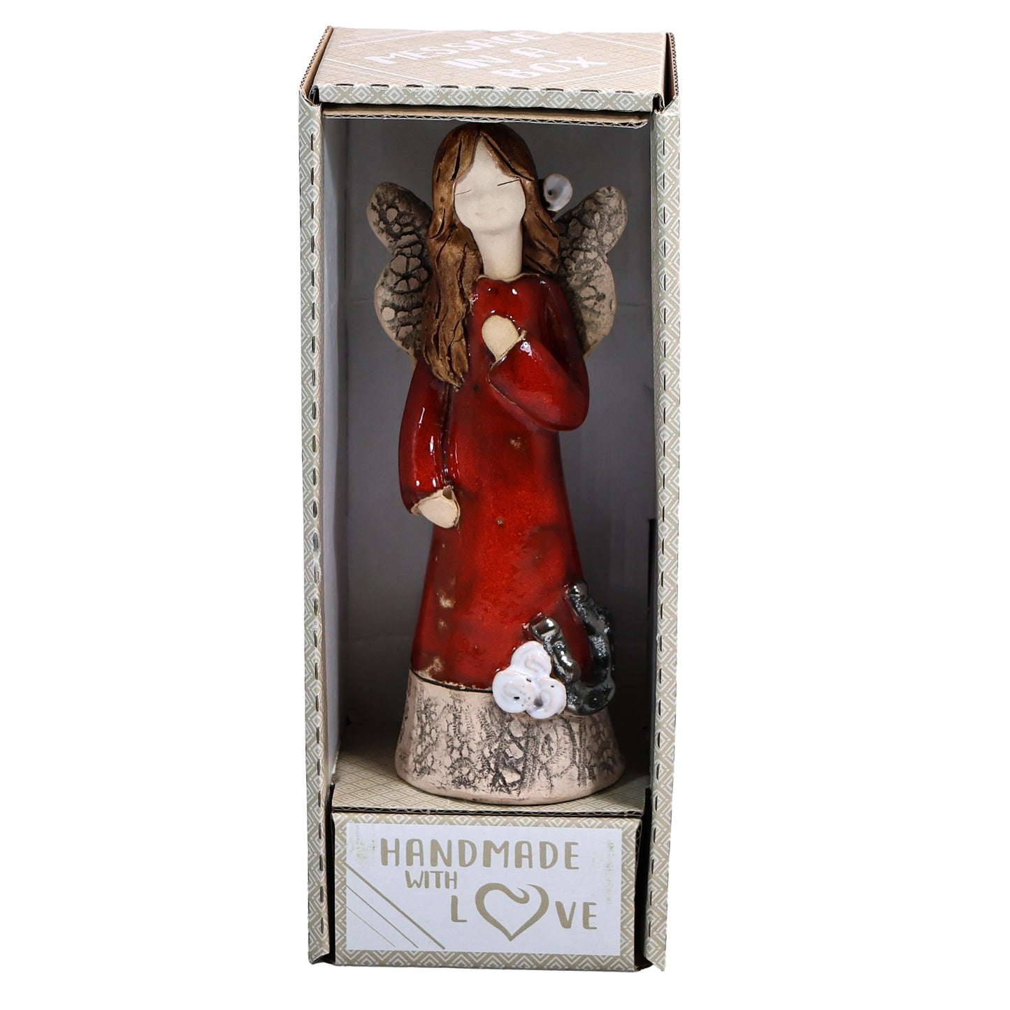 Handmade Ceramic Celebration Angel with Lucky Horseshoe