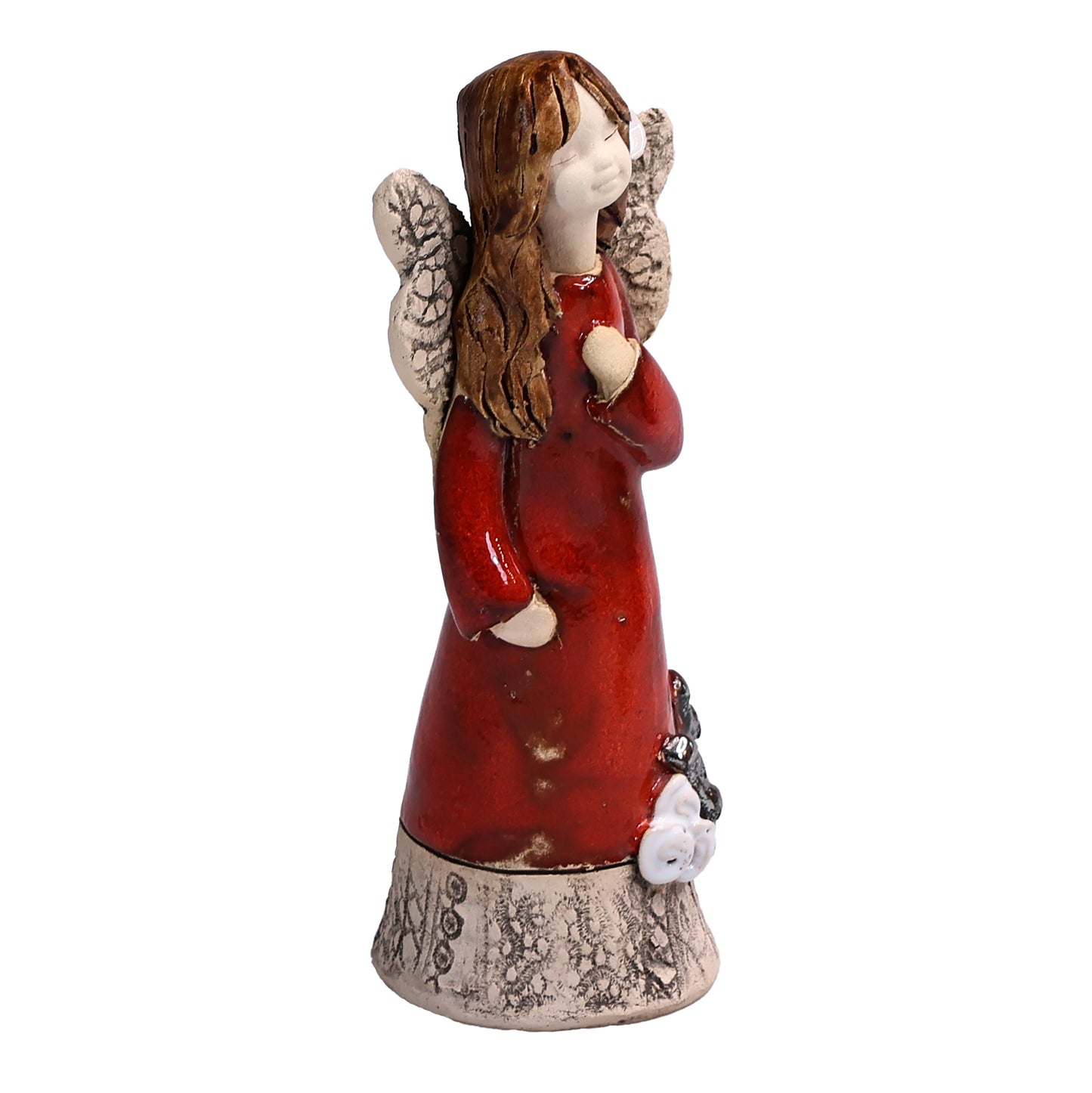 Handmade Ceramic Celebration Angel with Lucky Horseshoe