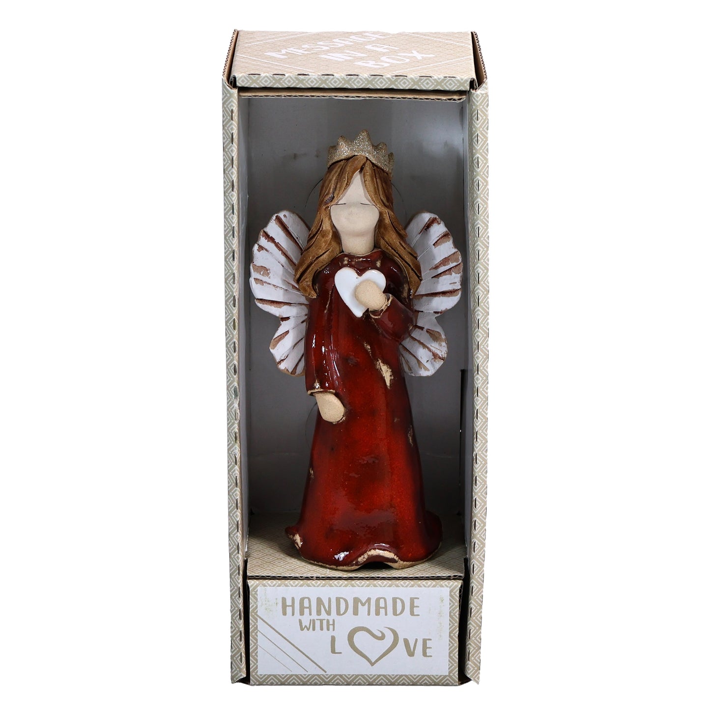 Handmade Ceramic Birthday Angels with Heart and Crown