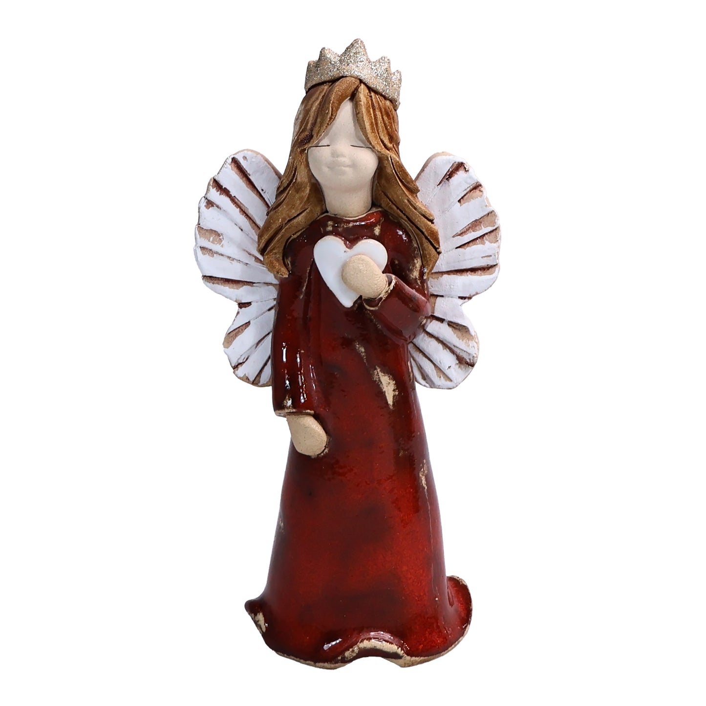 Handmade Ceramic Birthday Angels with Heart and Crown